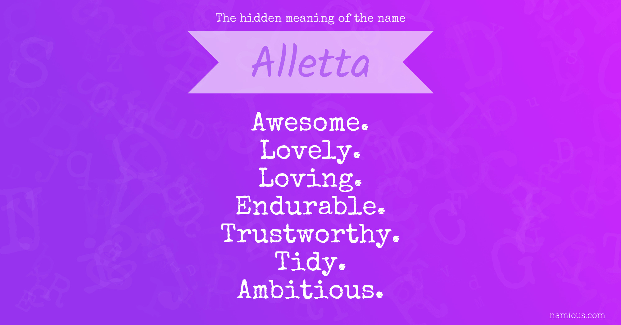 The hidden meaning of the name Alletta