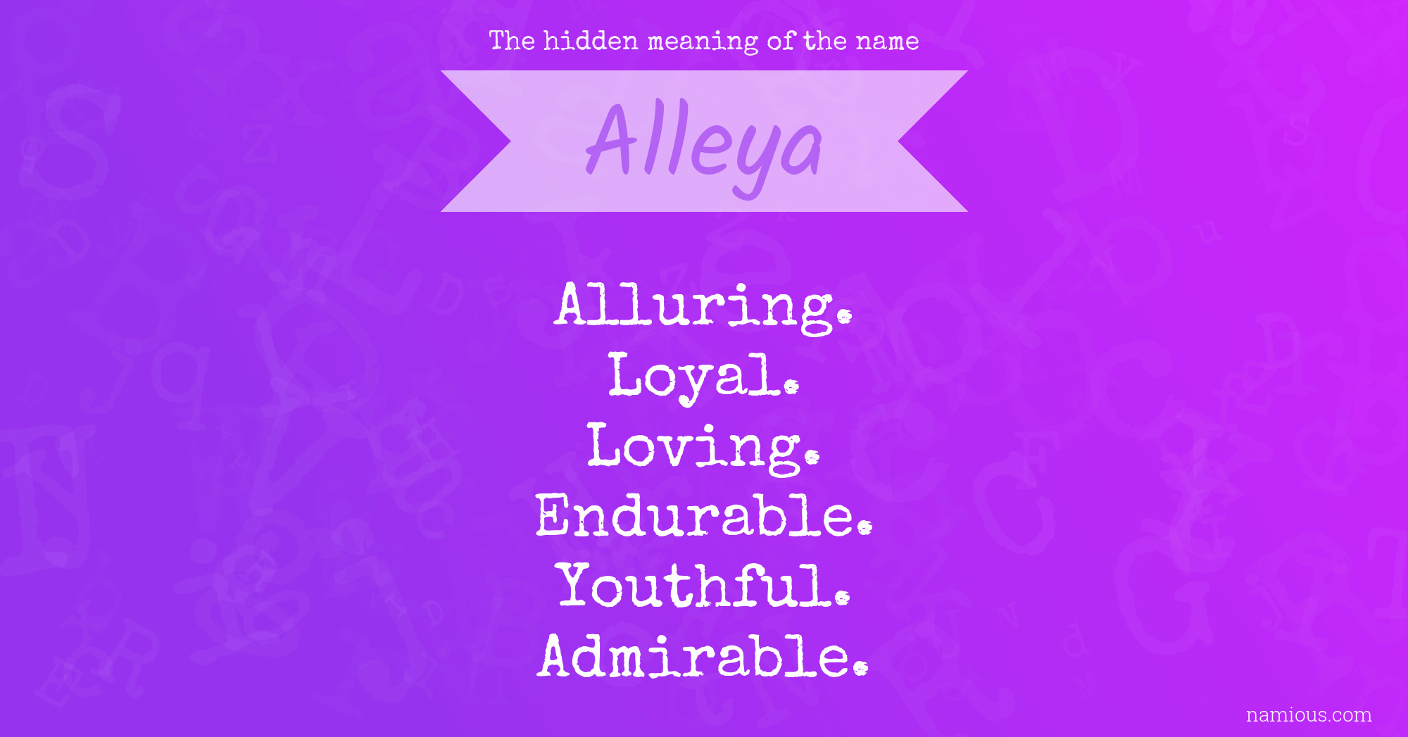 The hidden meaning of the name Alleya