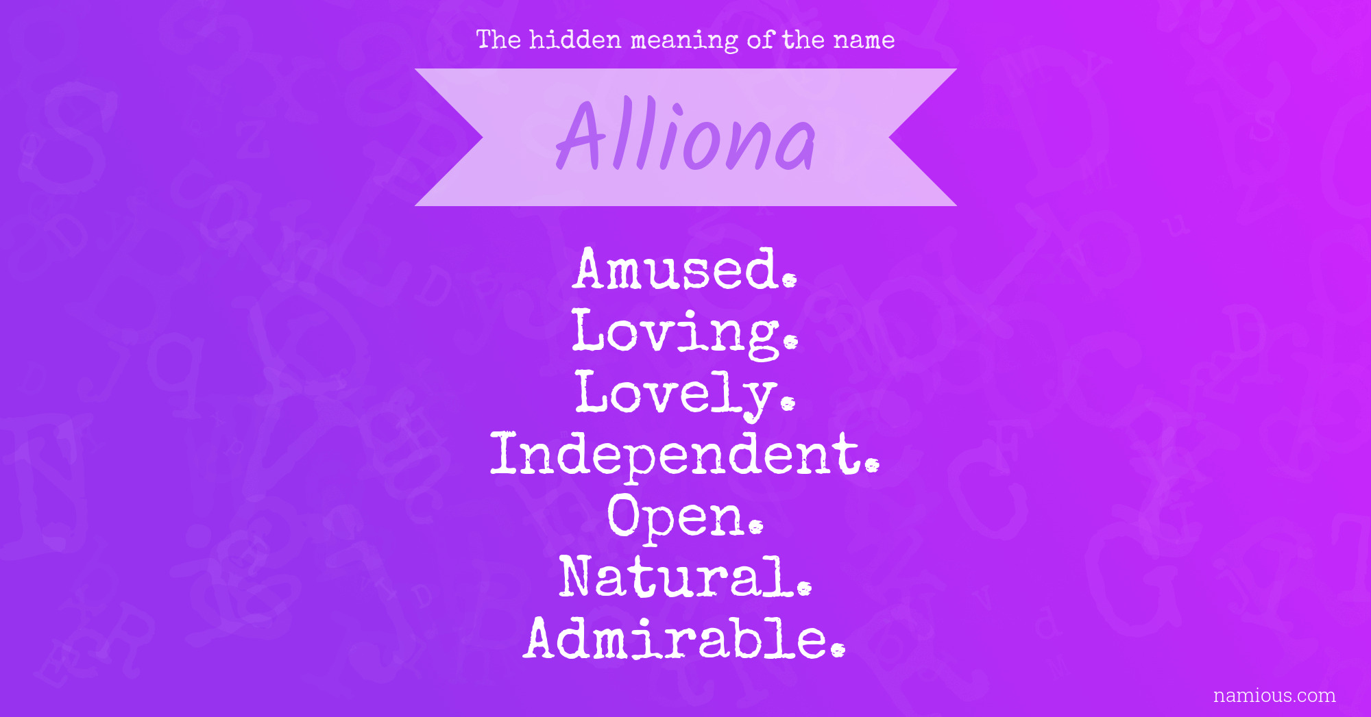 The hidden meaning of the name Alliona