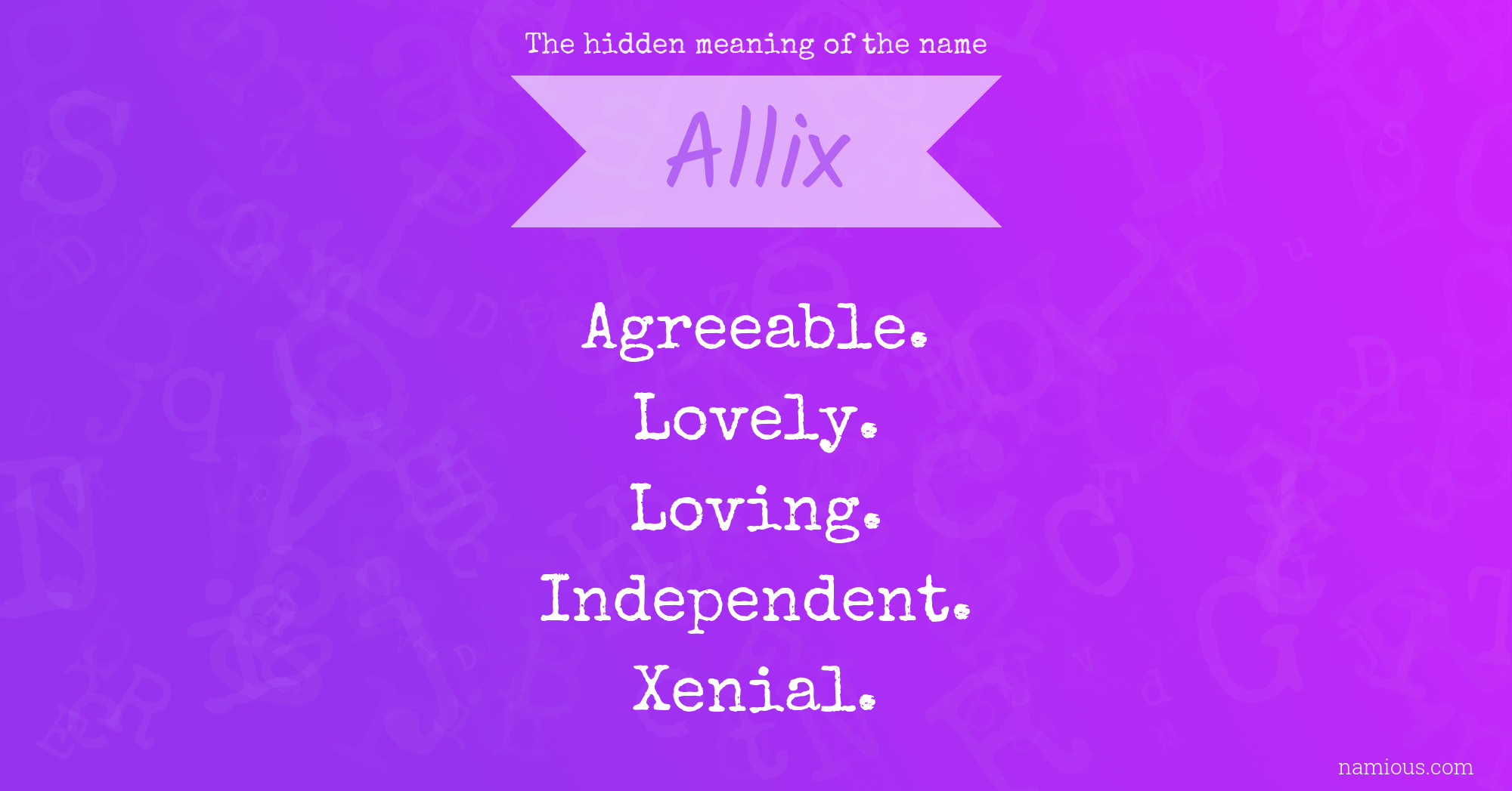 The hidden meaning of the name Allix