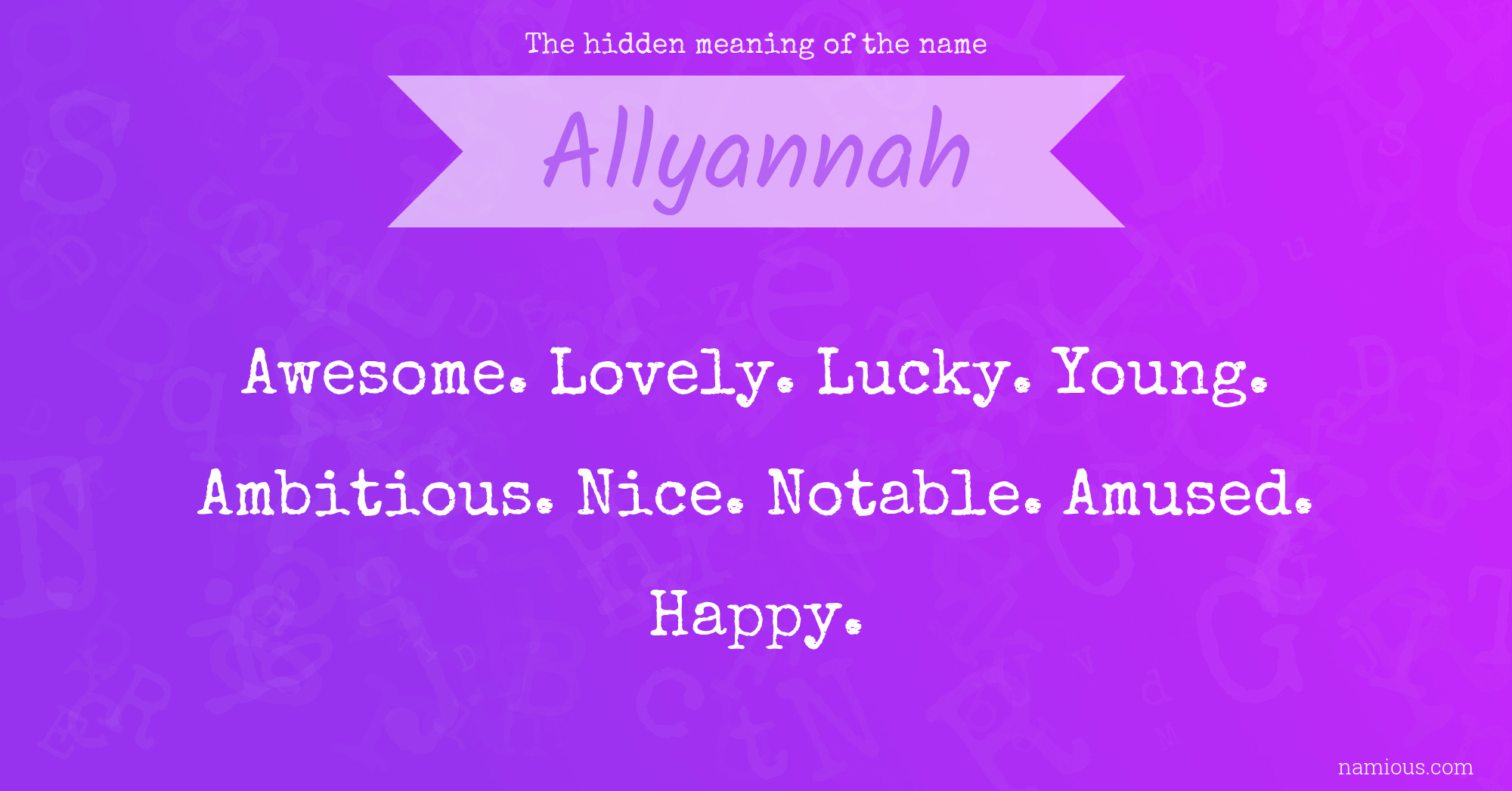 The hidden meaning of the name Allyannah