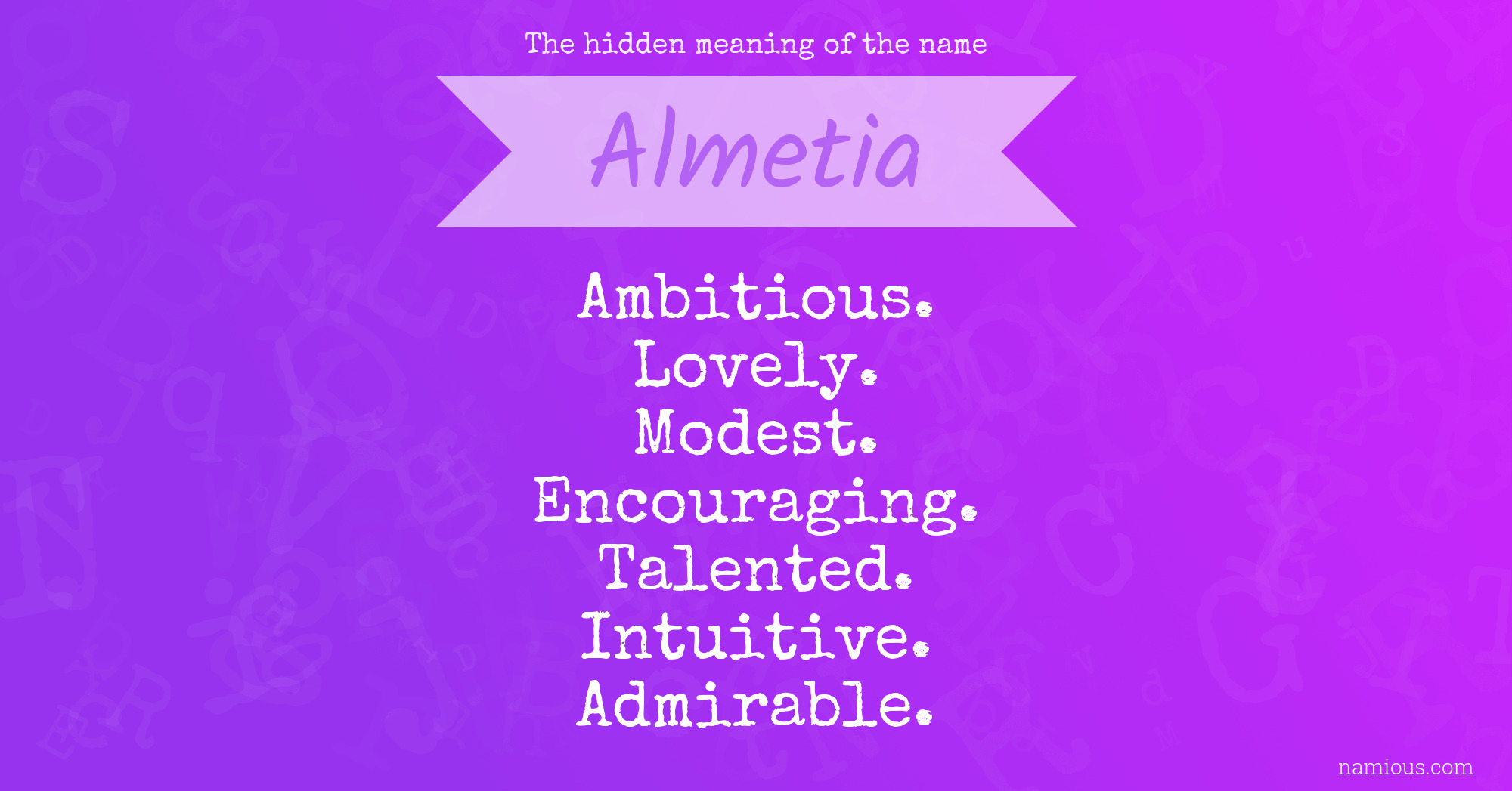 The hidden meaning of the name Almetia