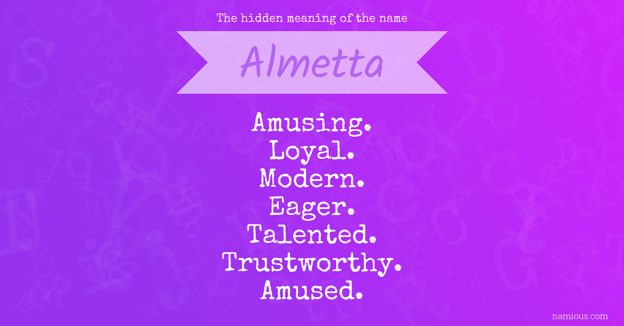 The hidden meaning of the name Almetta