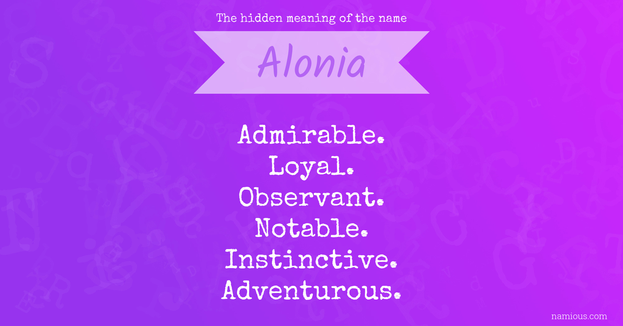 The hidden meaning of the name Alonia