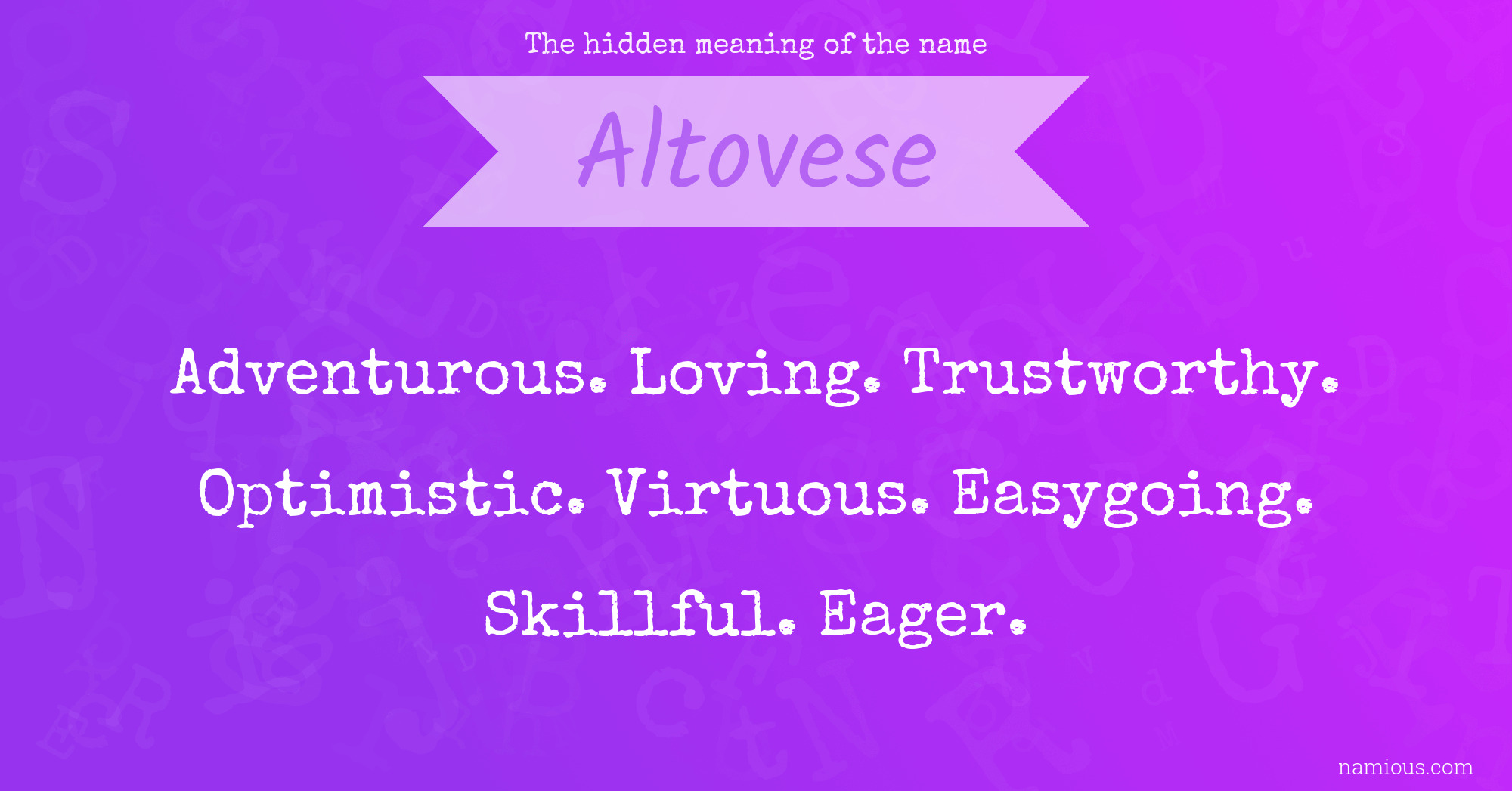 The hidden meaning of the name Altovese