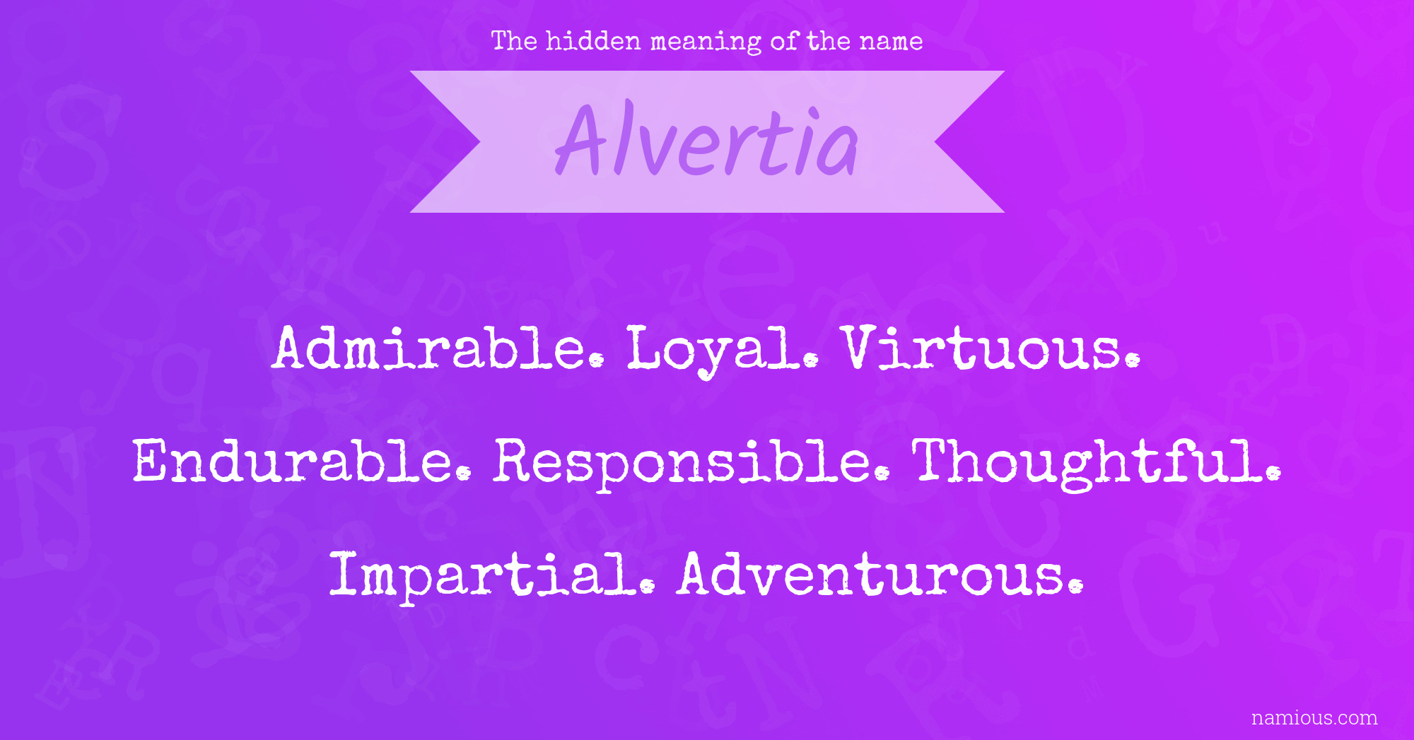 The hidden meaning of the name Alvertia