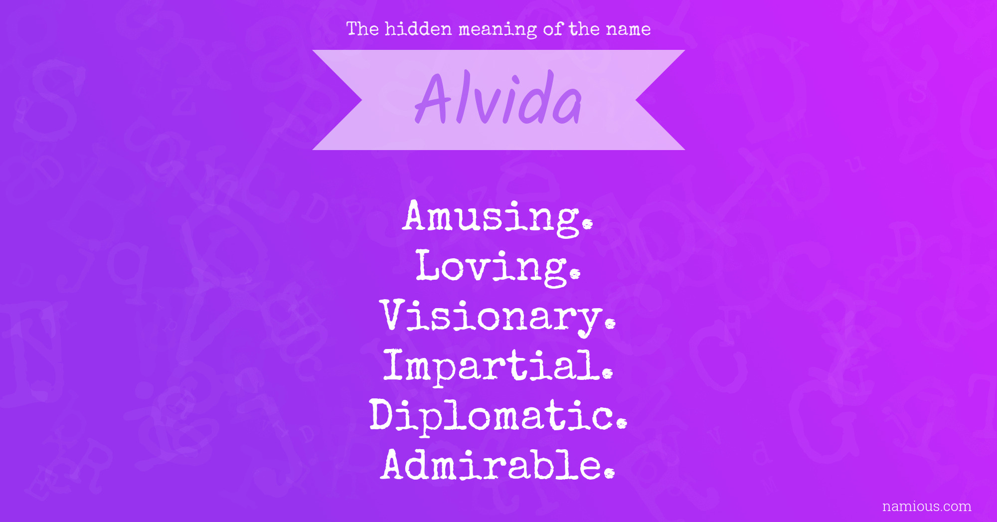 The hidden meaning of the name Alvida