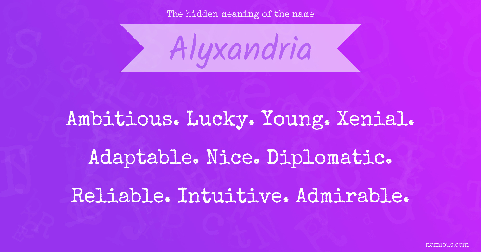 The hidden meaning of the name Alyxandria