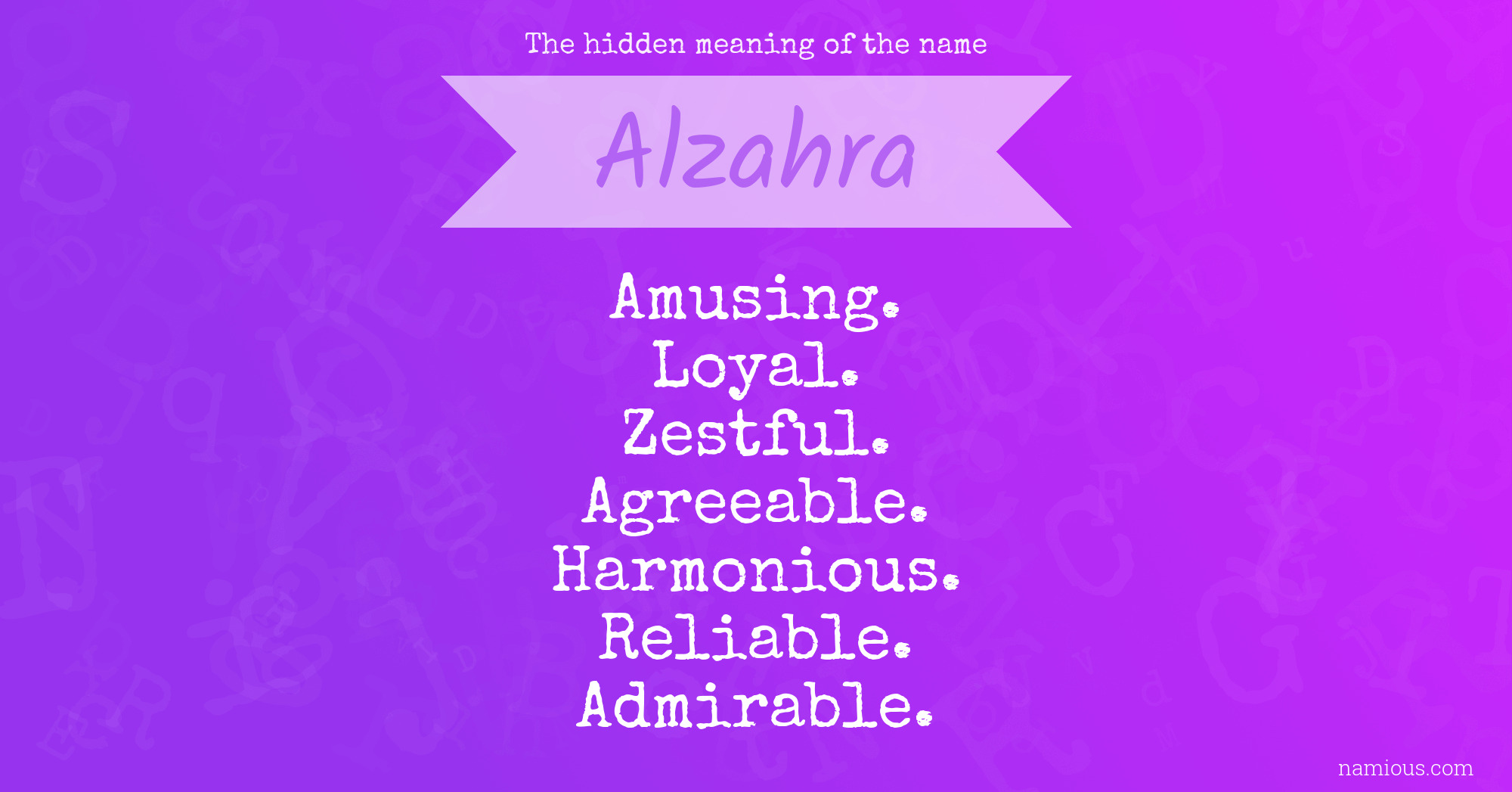 The hidden meaning of the name Alzahra