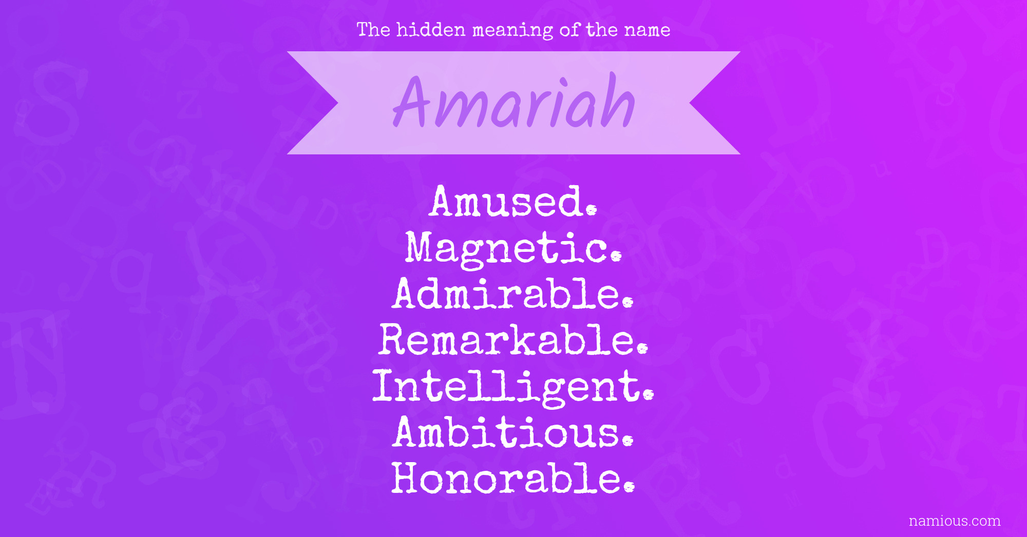 The hidden meaning of the name Amariah