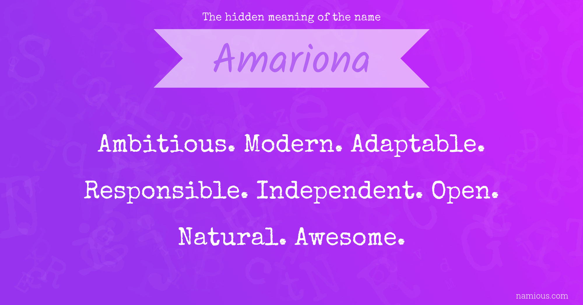 The hidden meaning of the name Amariona