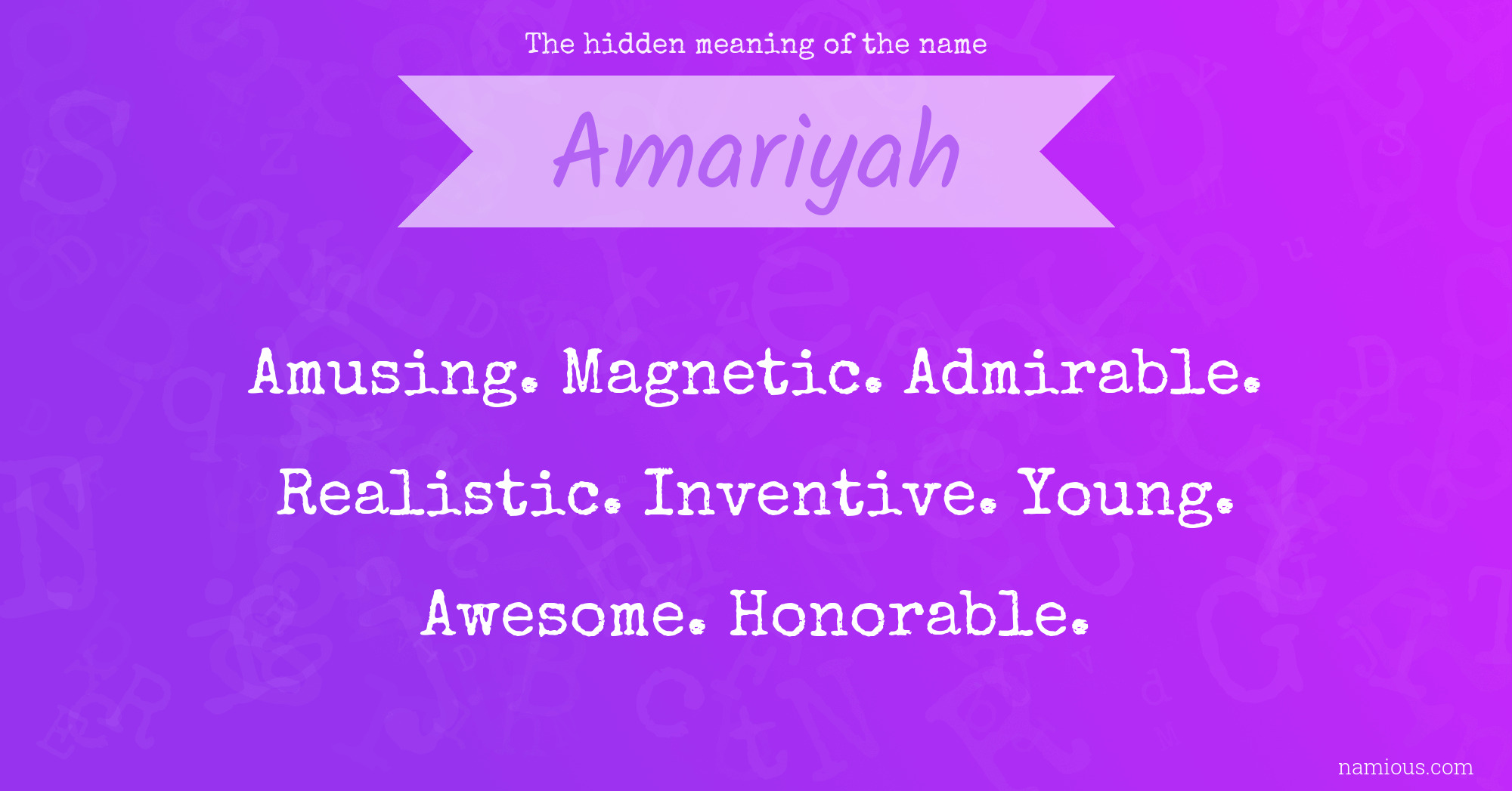 The hidden meaning of the name Amariyah