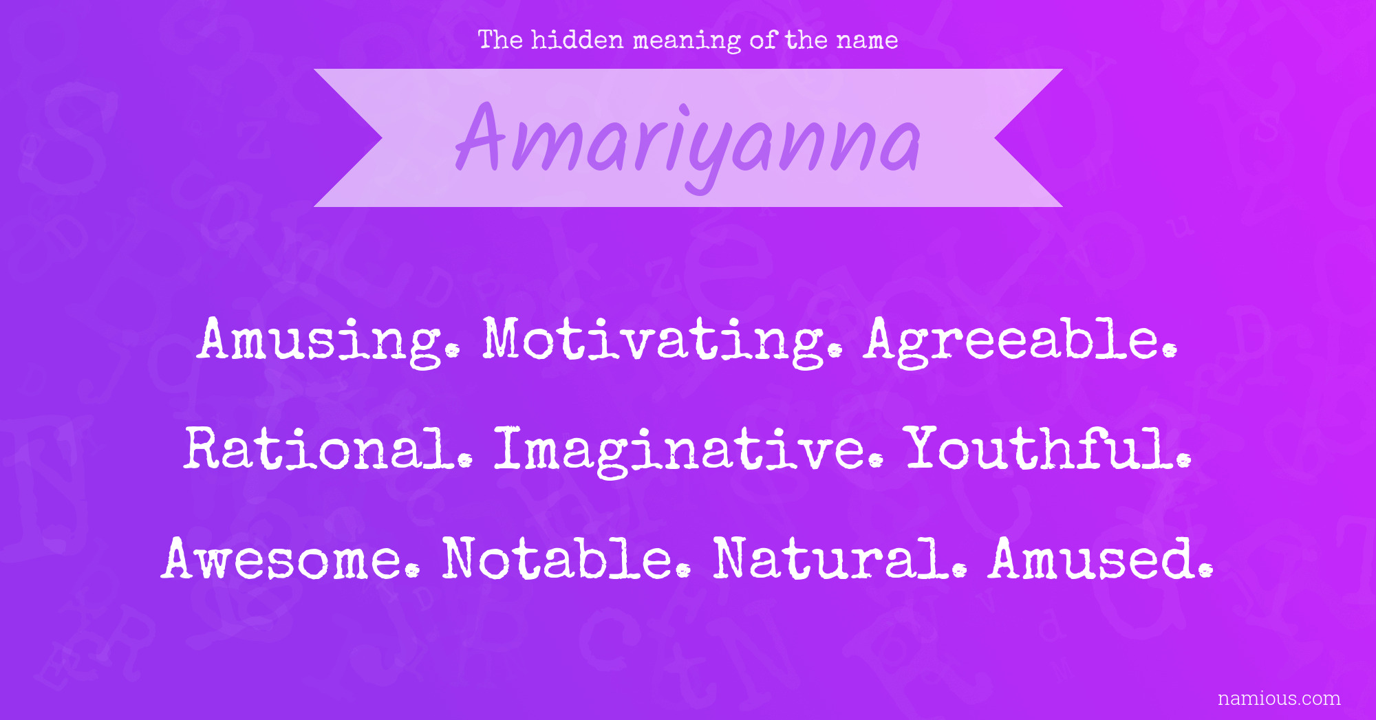 The hidden meaning of the name Amariyanna