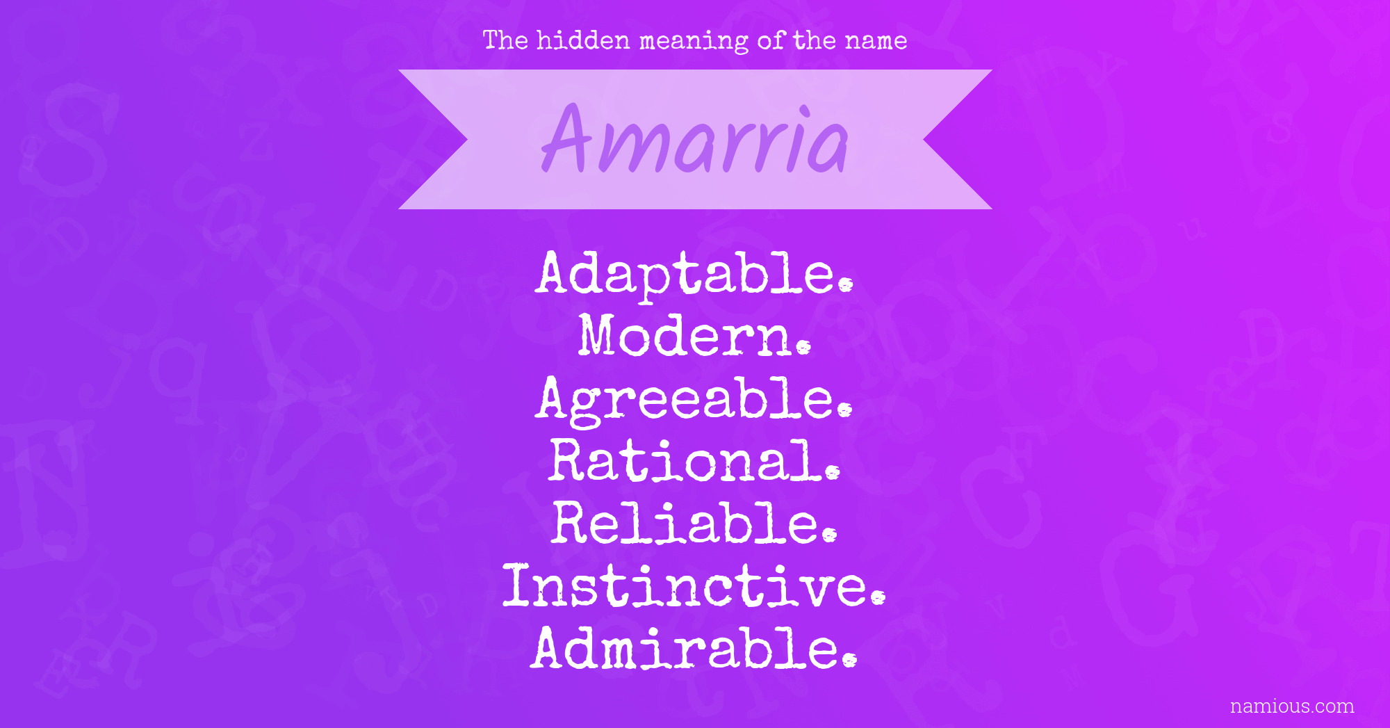 The hidden meaning of the name Amarria