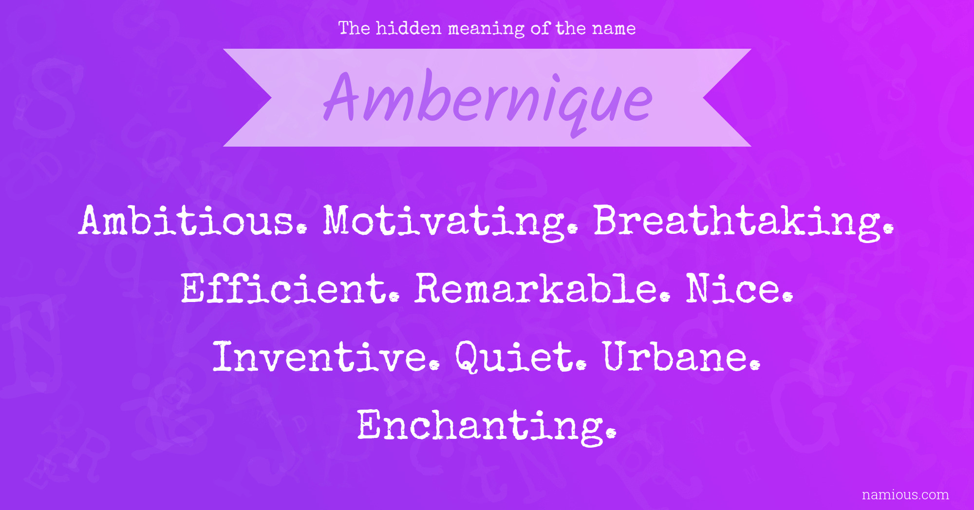 The hidden meaning of the name Ambernique