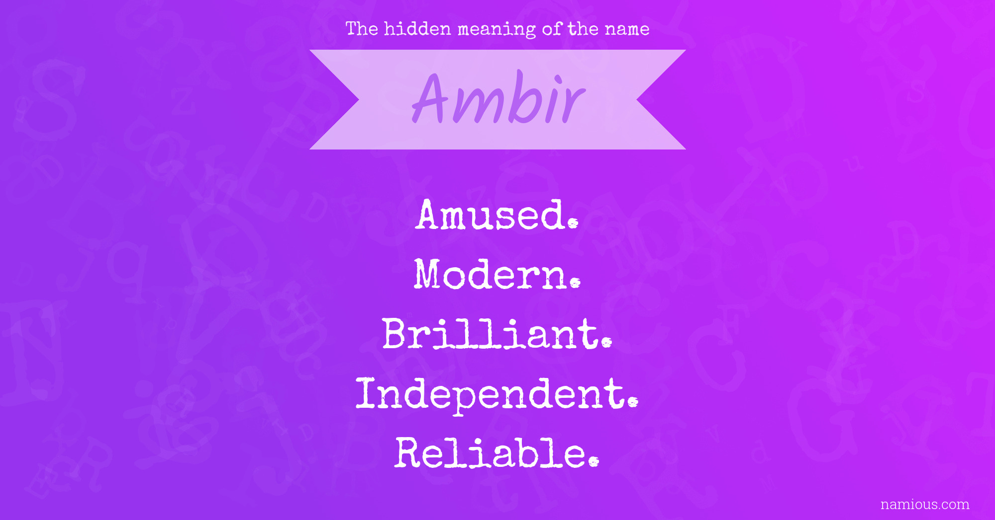 The hidden meaning of the name Ambir