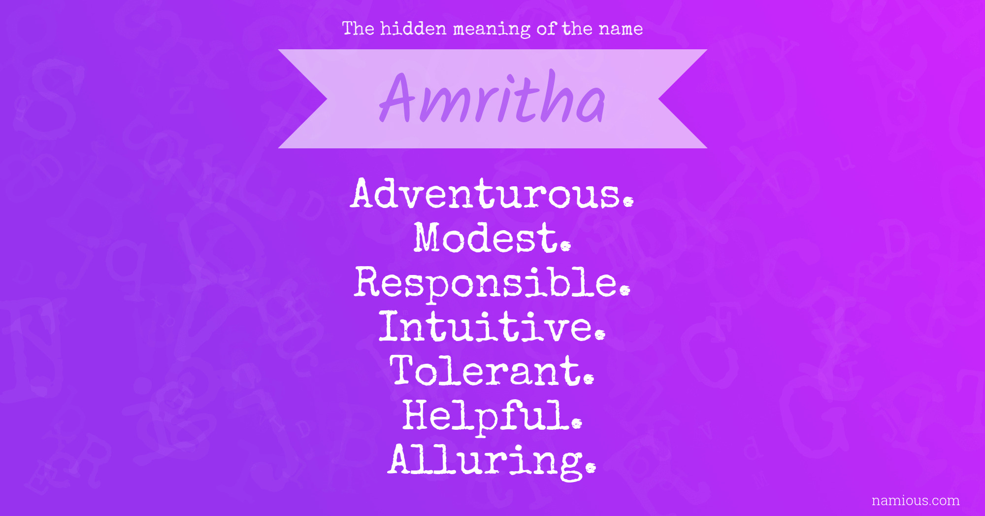 The hidden meaning of the name Amritha