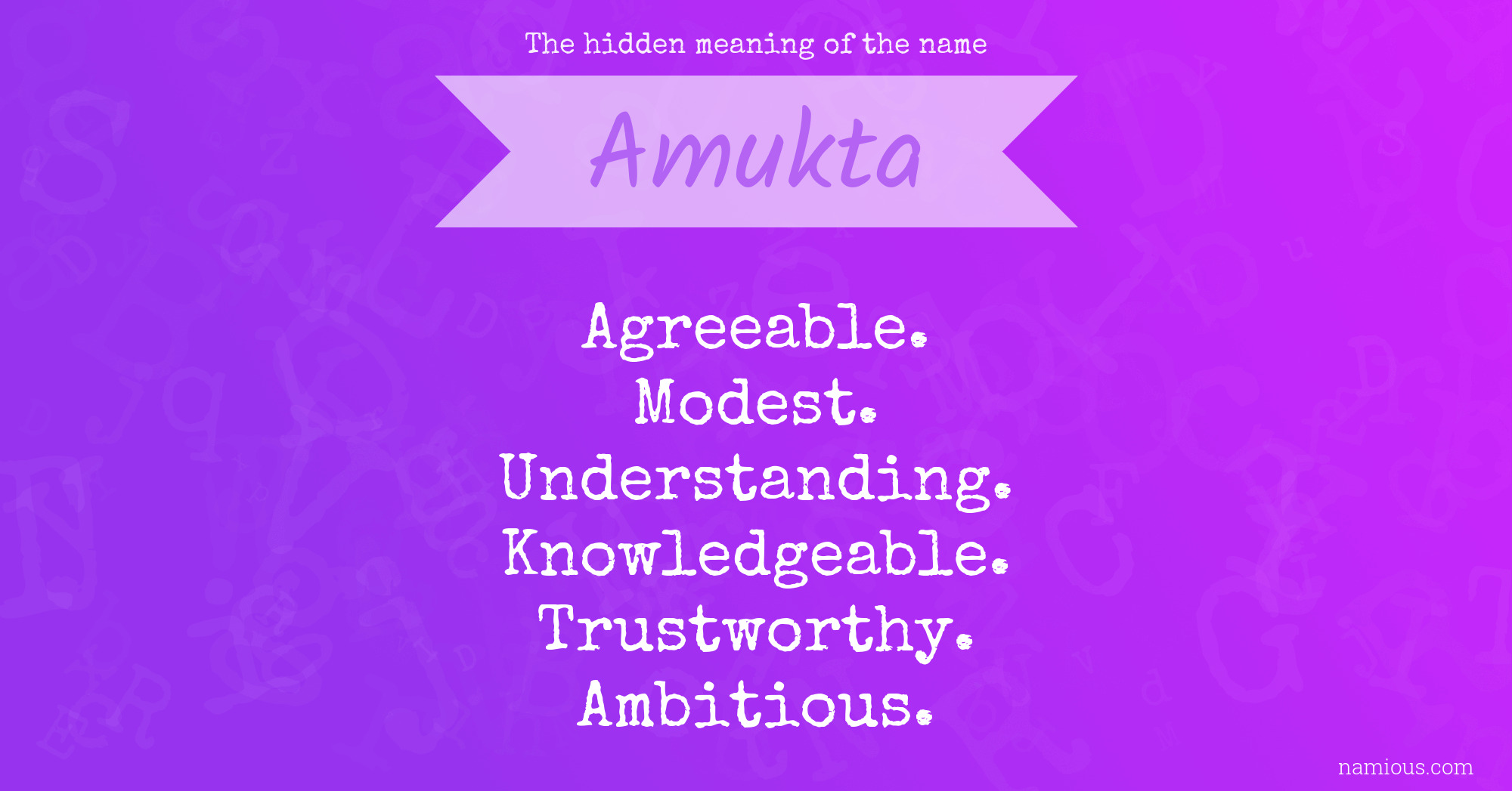 The hidden meaning of the name Amukta