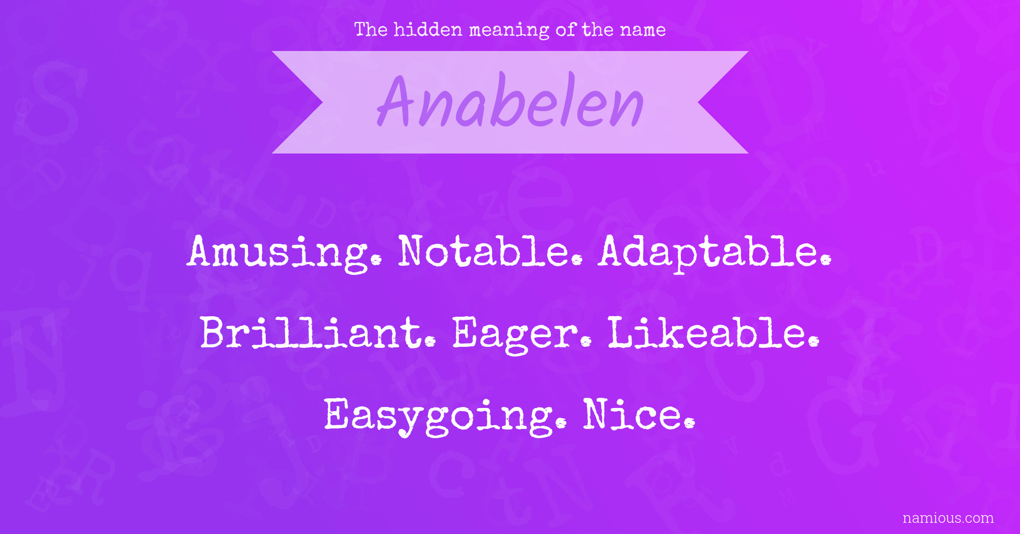 The hidden meaning of the name Anabelen