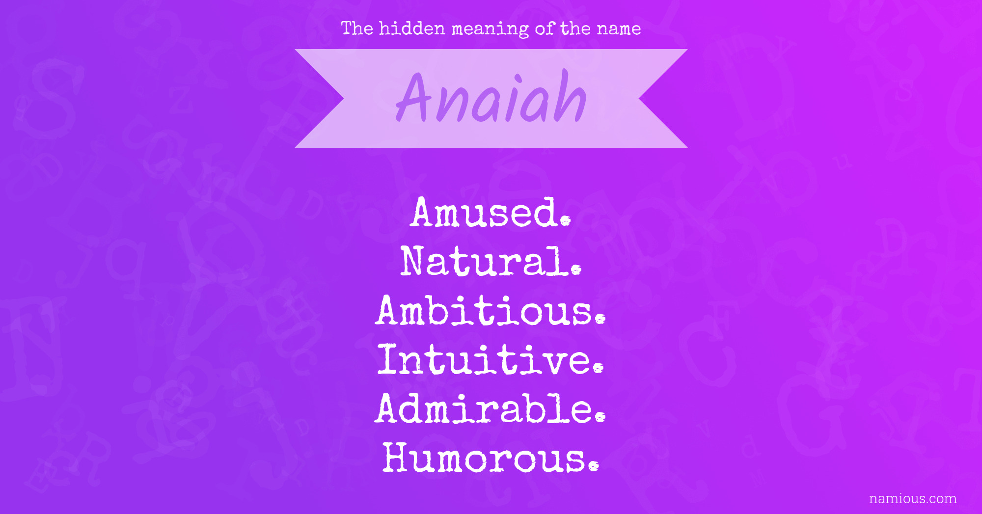 The hidden meaning of the name Anaiah