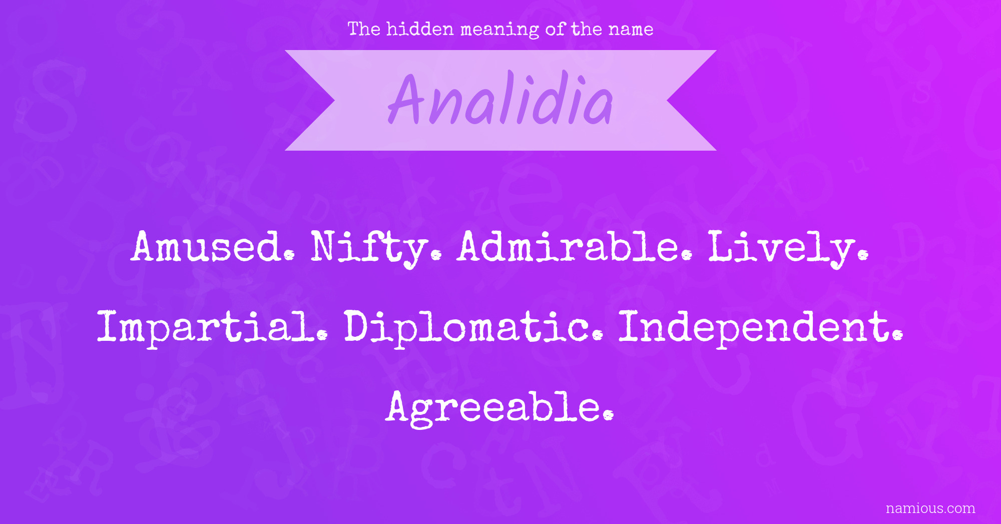 The hidden meaning of the name Analidia