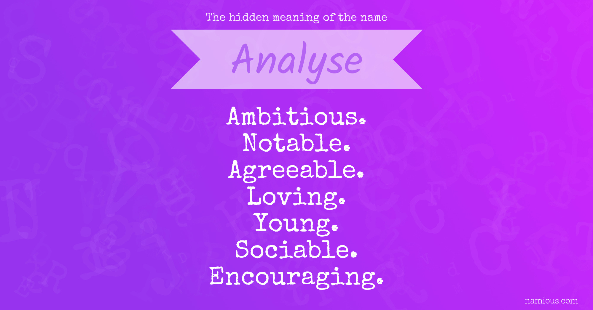 The hidden meaning of the name Analyse