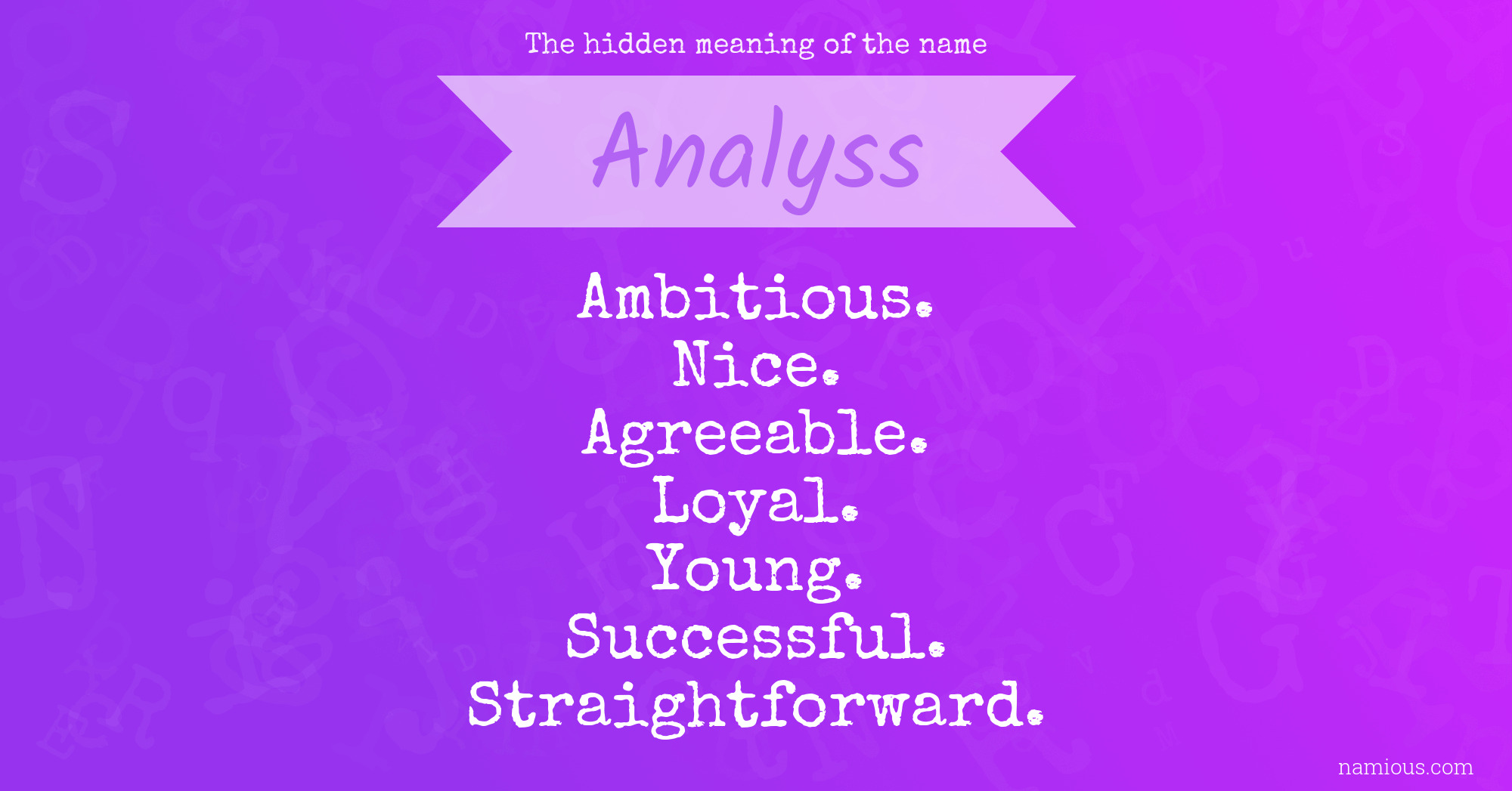 The hidden meaning of the name Analyss