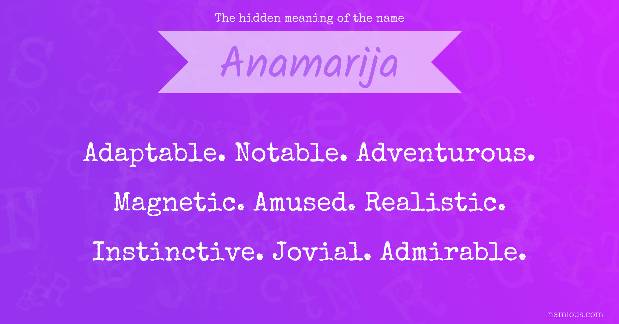 The hidden meaning of the name Anamarija