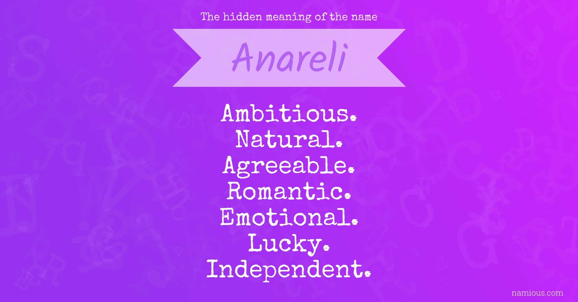 The hidden meaning of the name Anareli