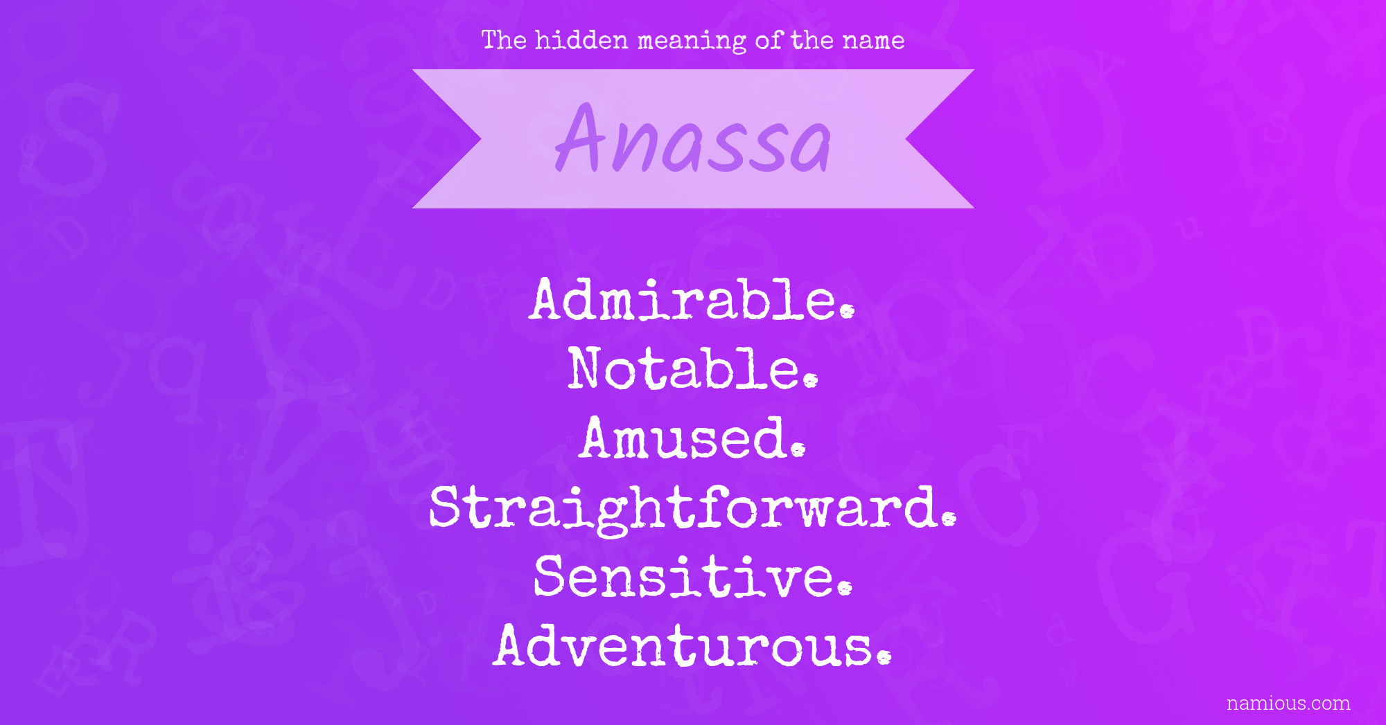 The hidden meaning of the name Anassa