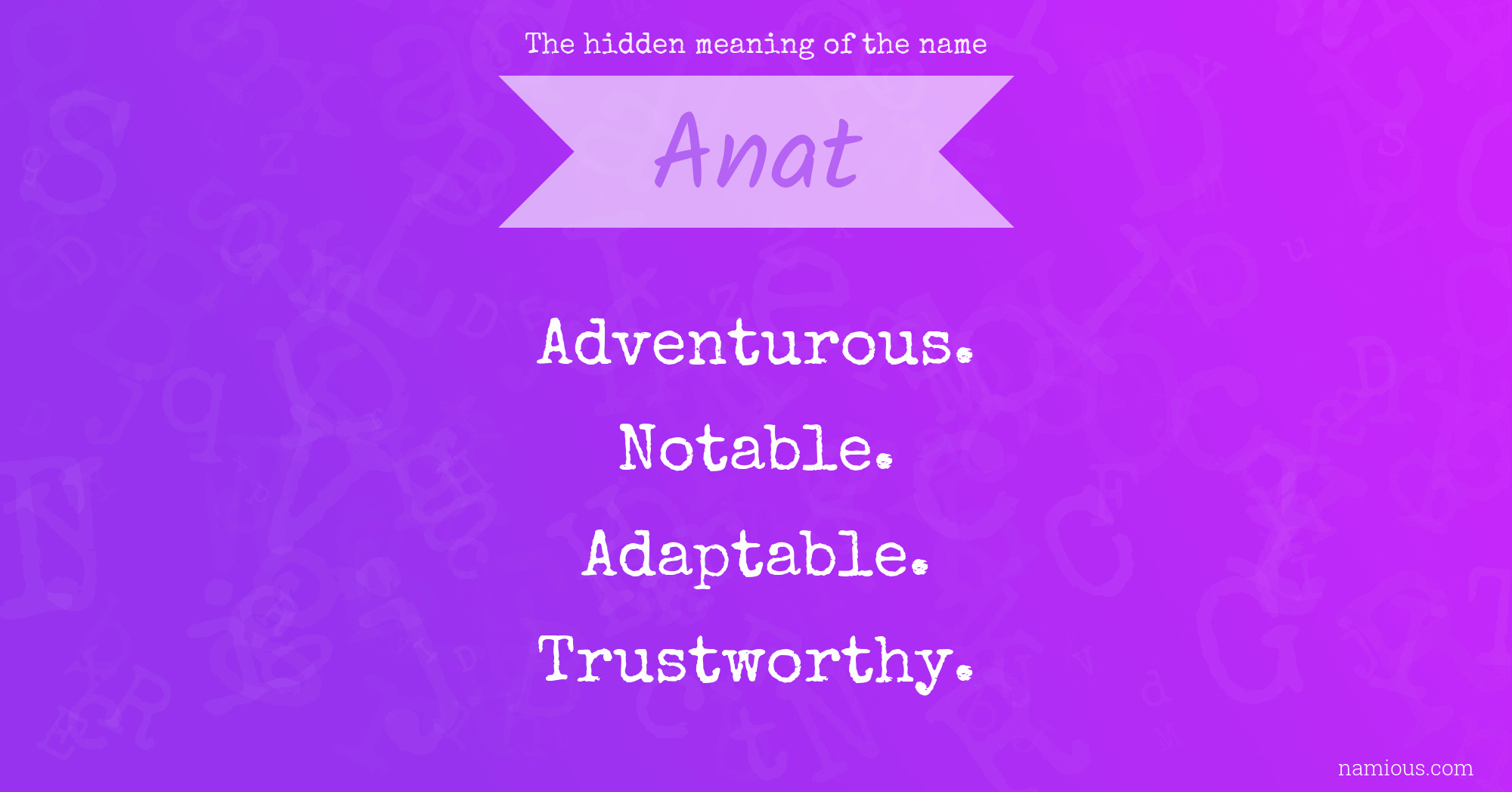 The hidden meaning of the name Anat