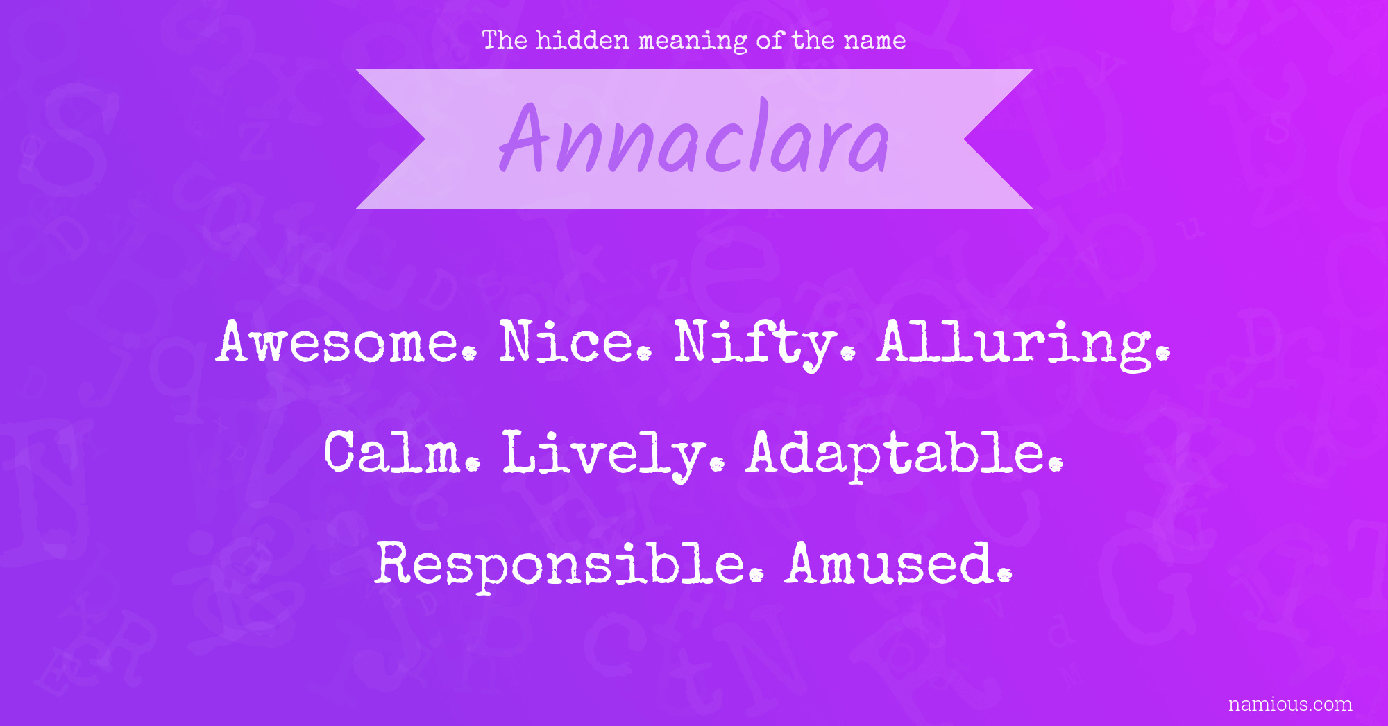 The hidden meaning of the name Annaclara