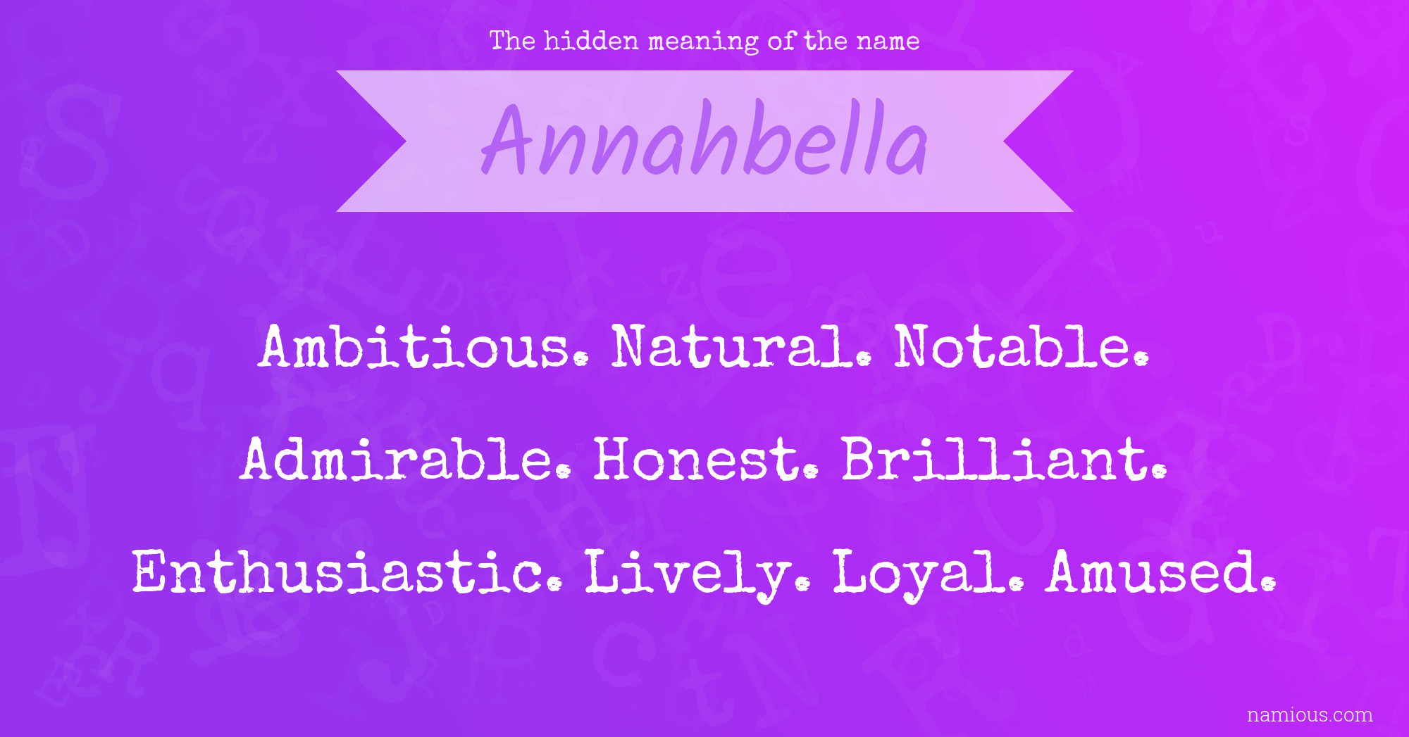 The hidden meaning of the name Annahbella