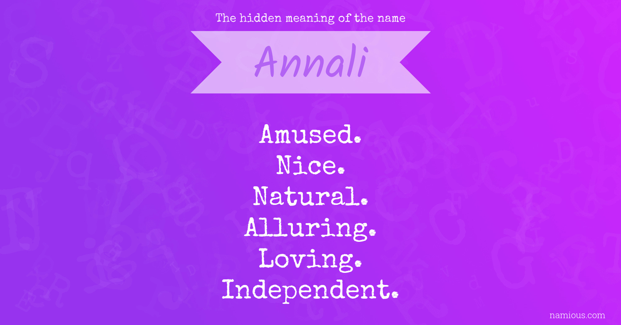 The hidden meaning of the name Annali