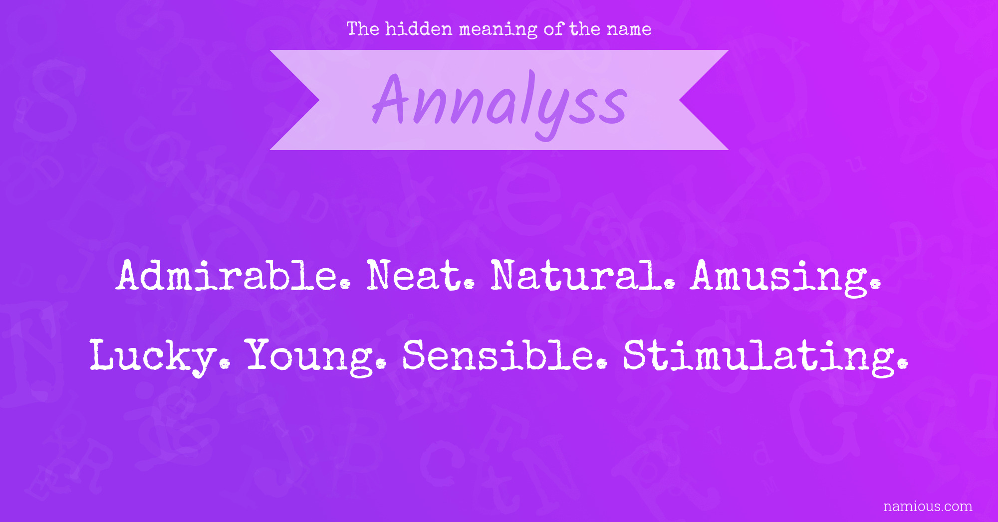 The hidden meaning of the name Annalyss