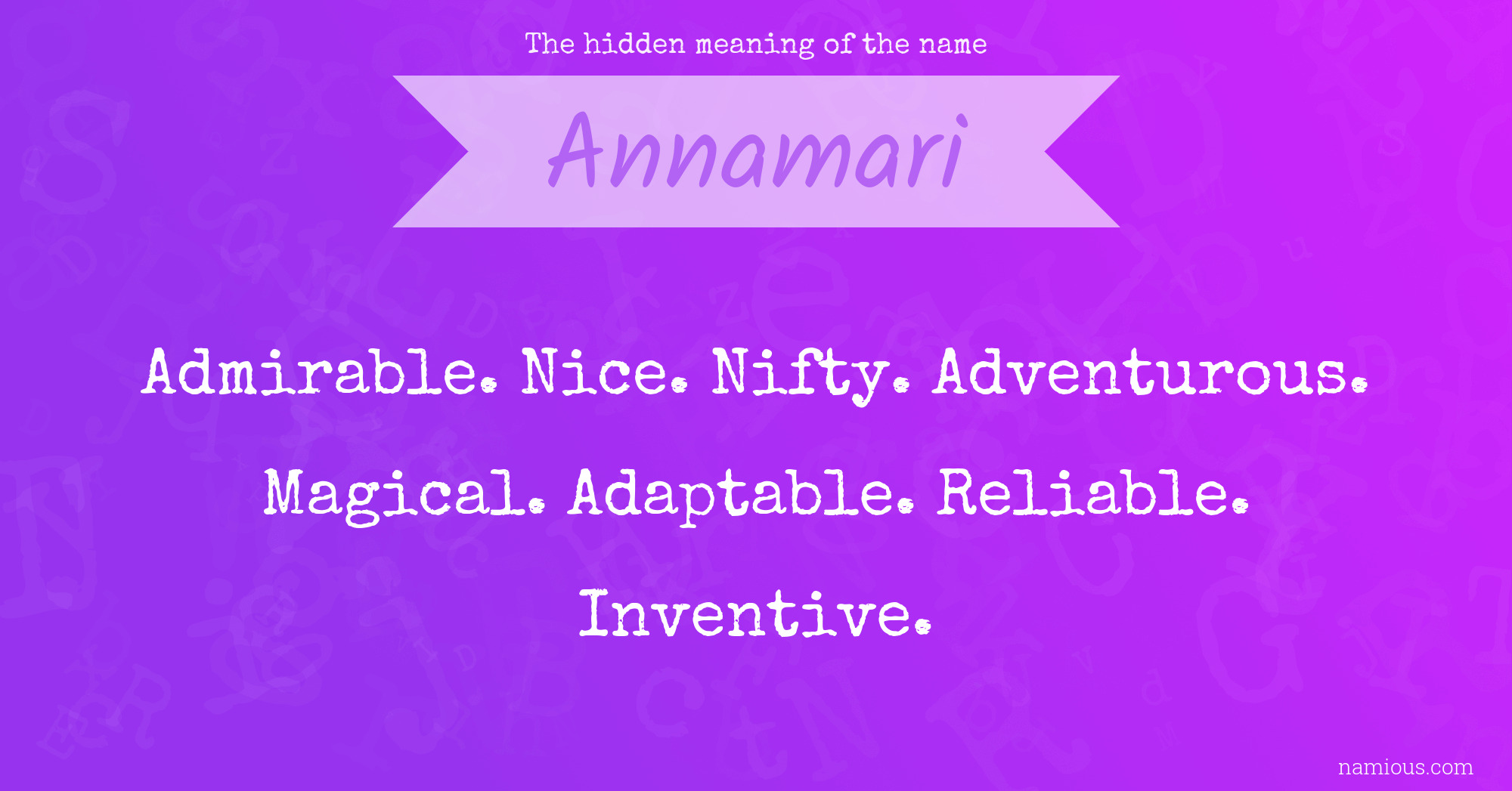 The hidden meaning of the name Annamari