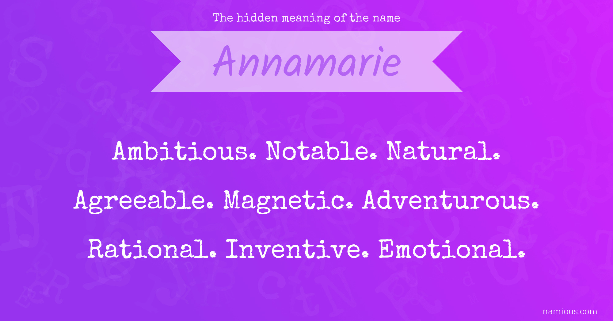 The hidden meaning of the name Annamarie