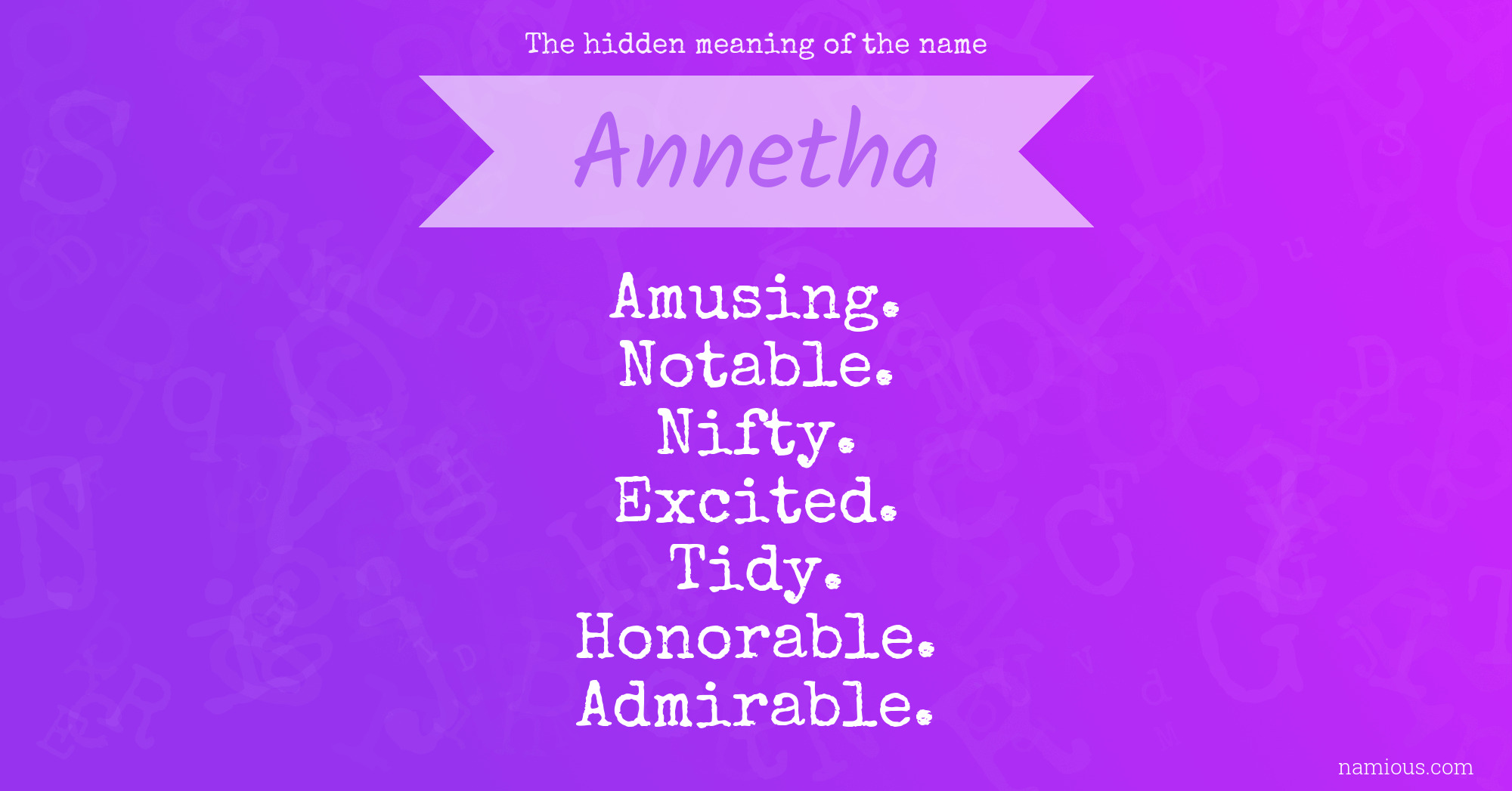 The hidden meaning of the name Annetha