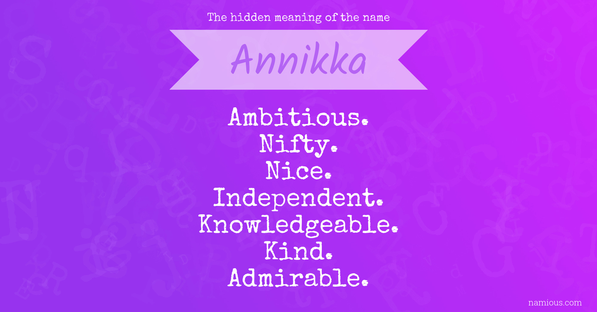 The hidden meaning of the name Annikka