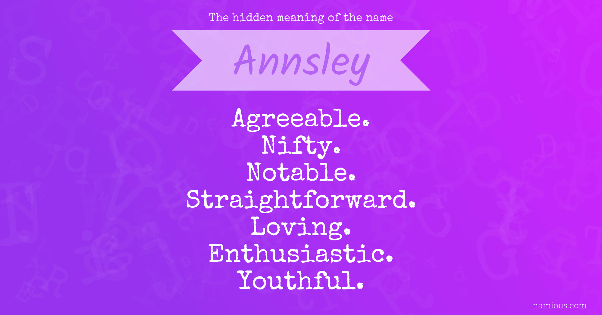 The hidden meaning of the name Annsley