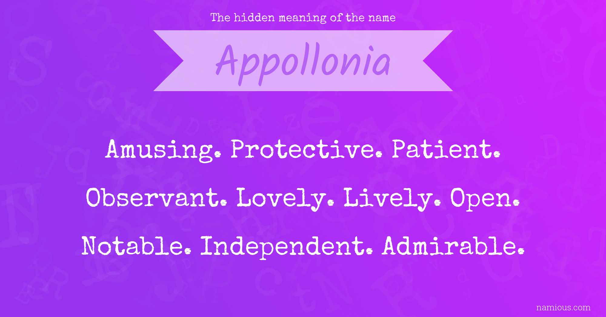 The hidden meaning of the name Appollonia