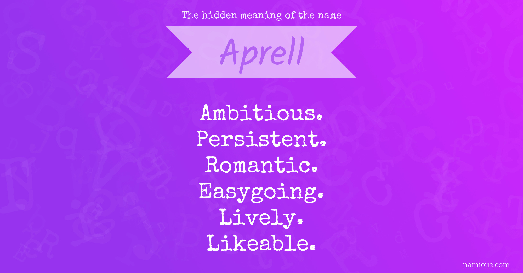 The hidden meaning of the name Aprell