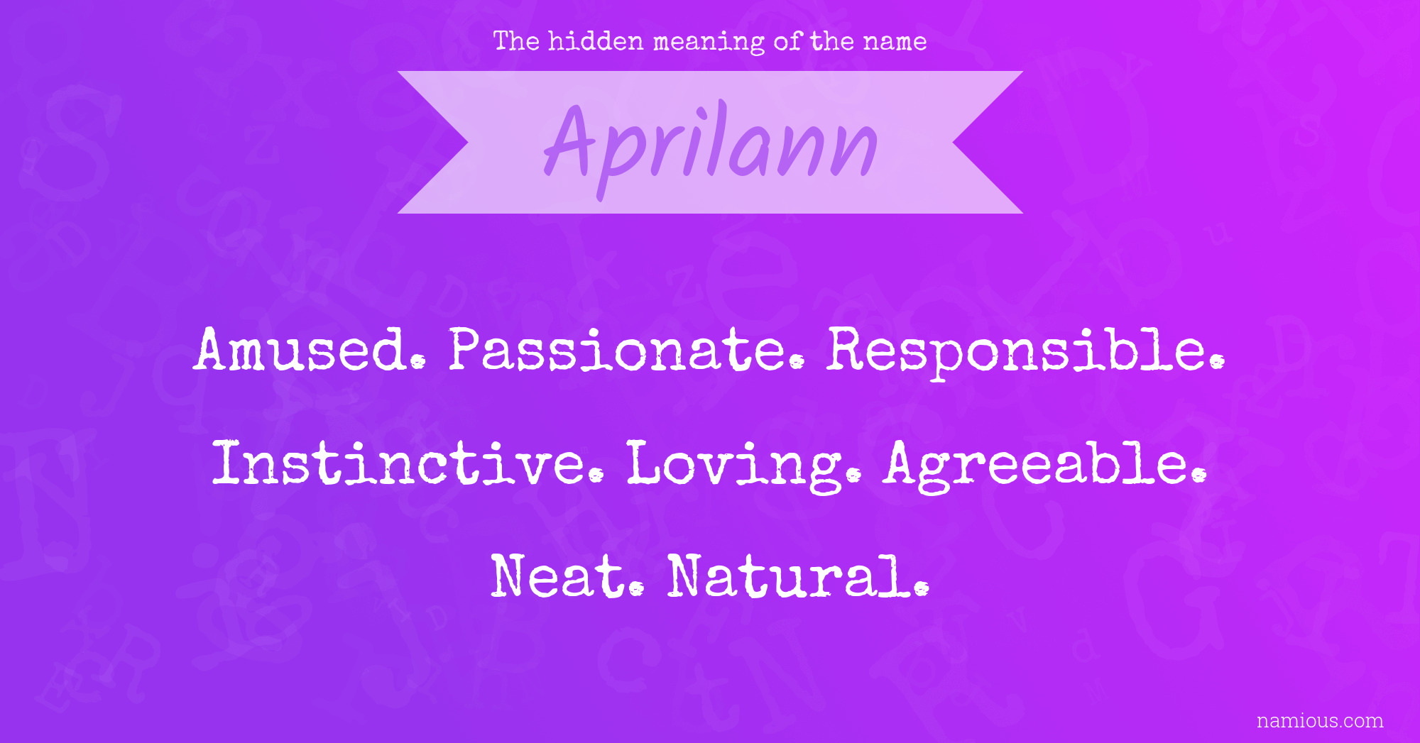 The hidden meaning of the name Aprilann