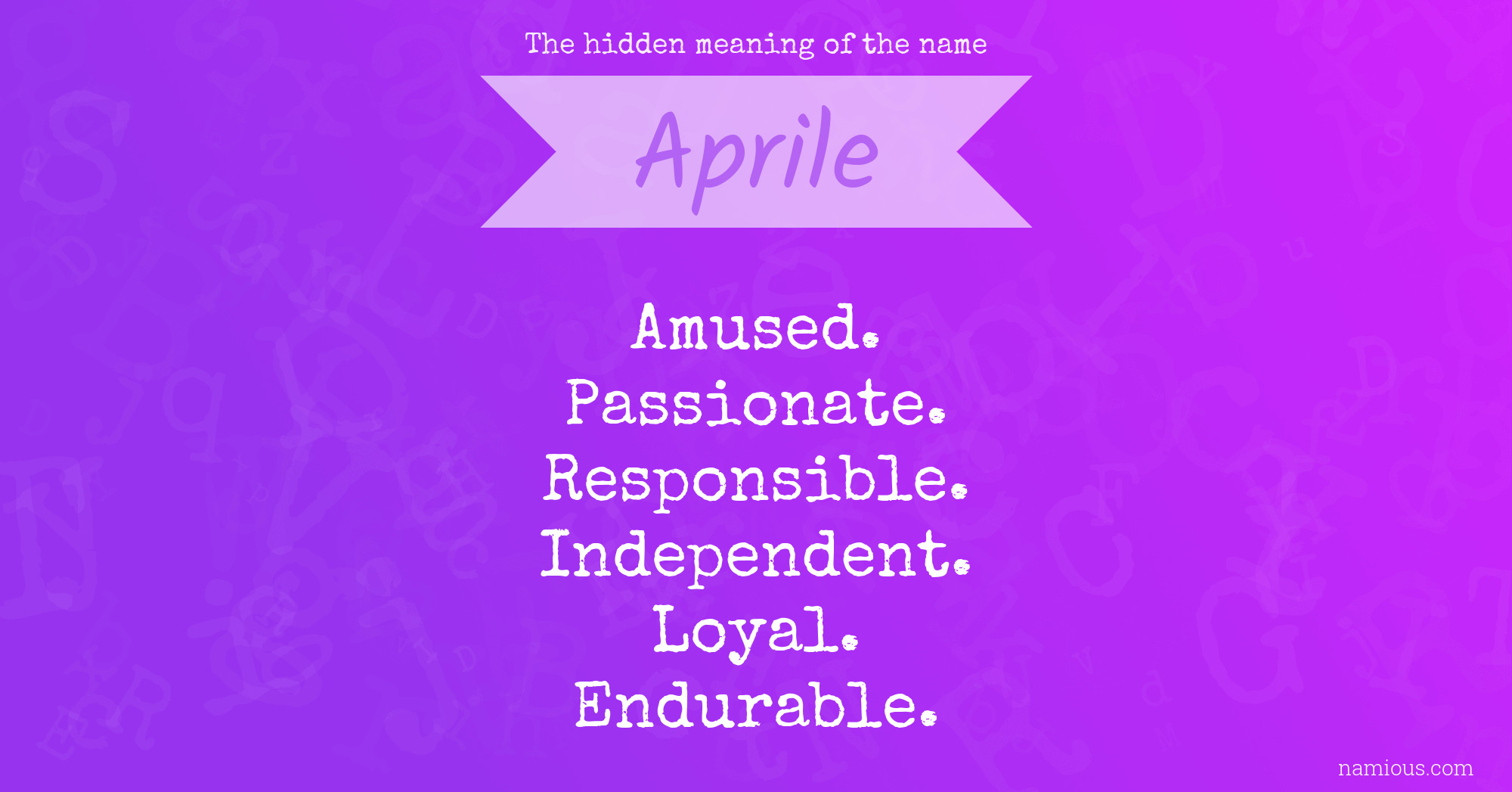 The hidden meaning of the name Aprile