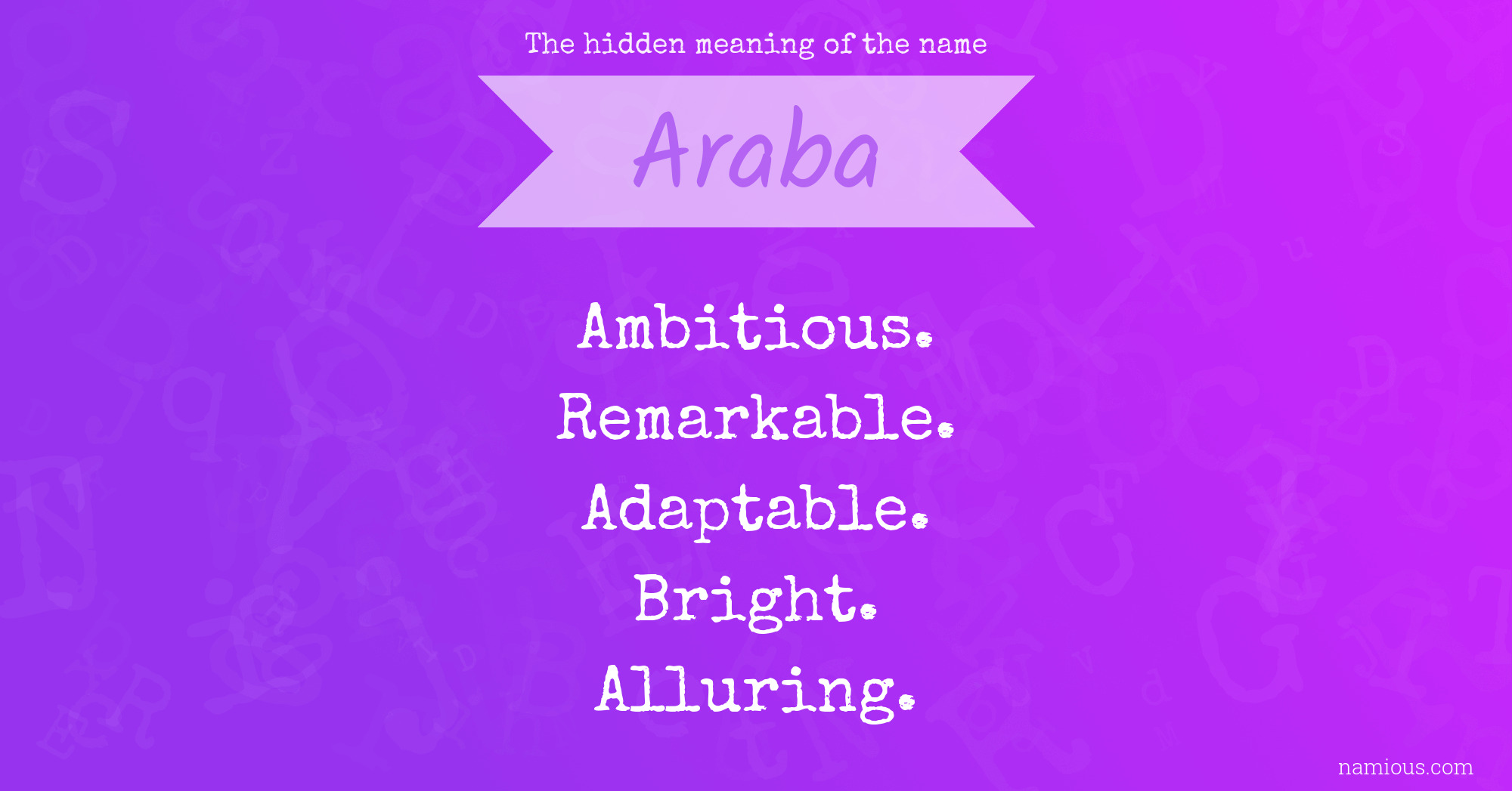 The hidden meaning of the name Araba