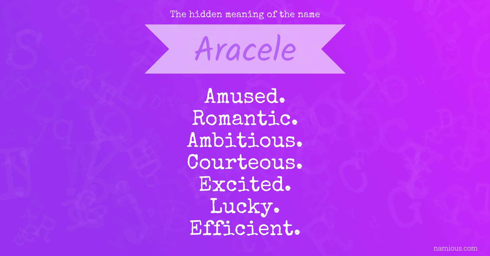 The hidden meaning of the name Aracele