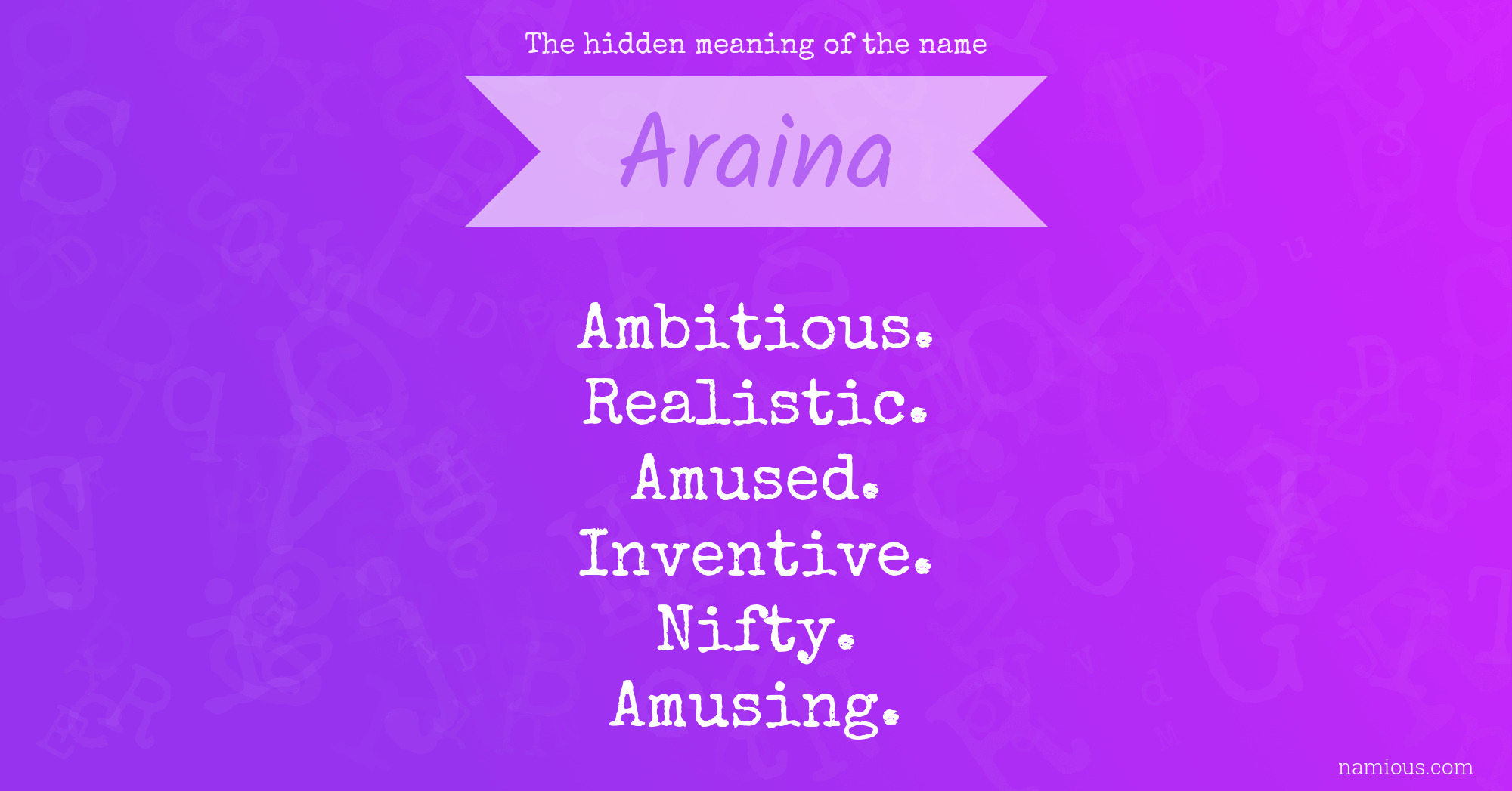 The hidden meaning of the name Araina