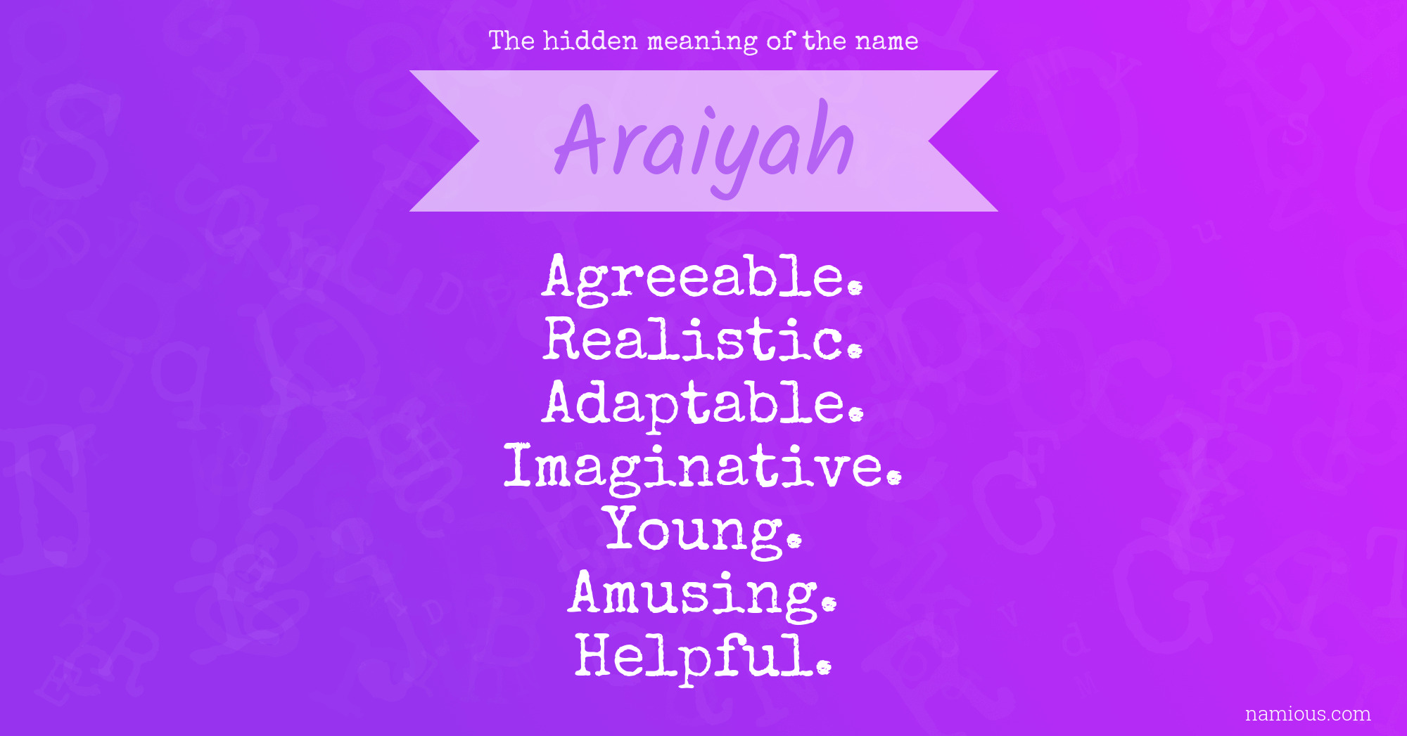 The hidden meaning of the name Araiyah