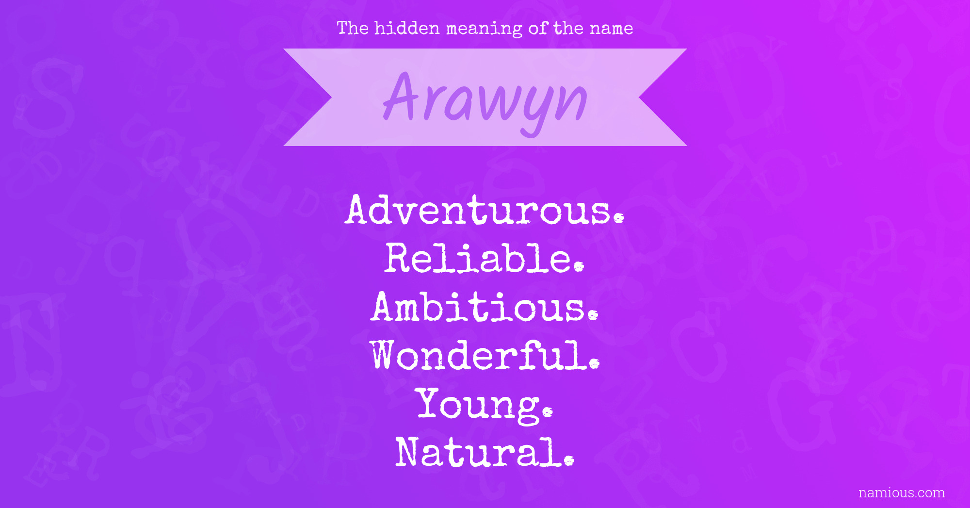 The hidden meaning of the name Arawyn