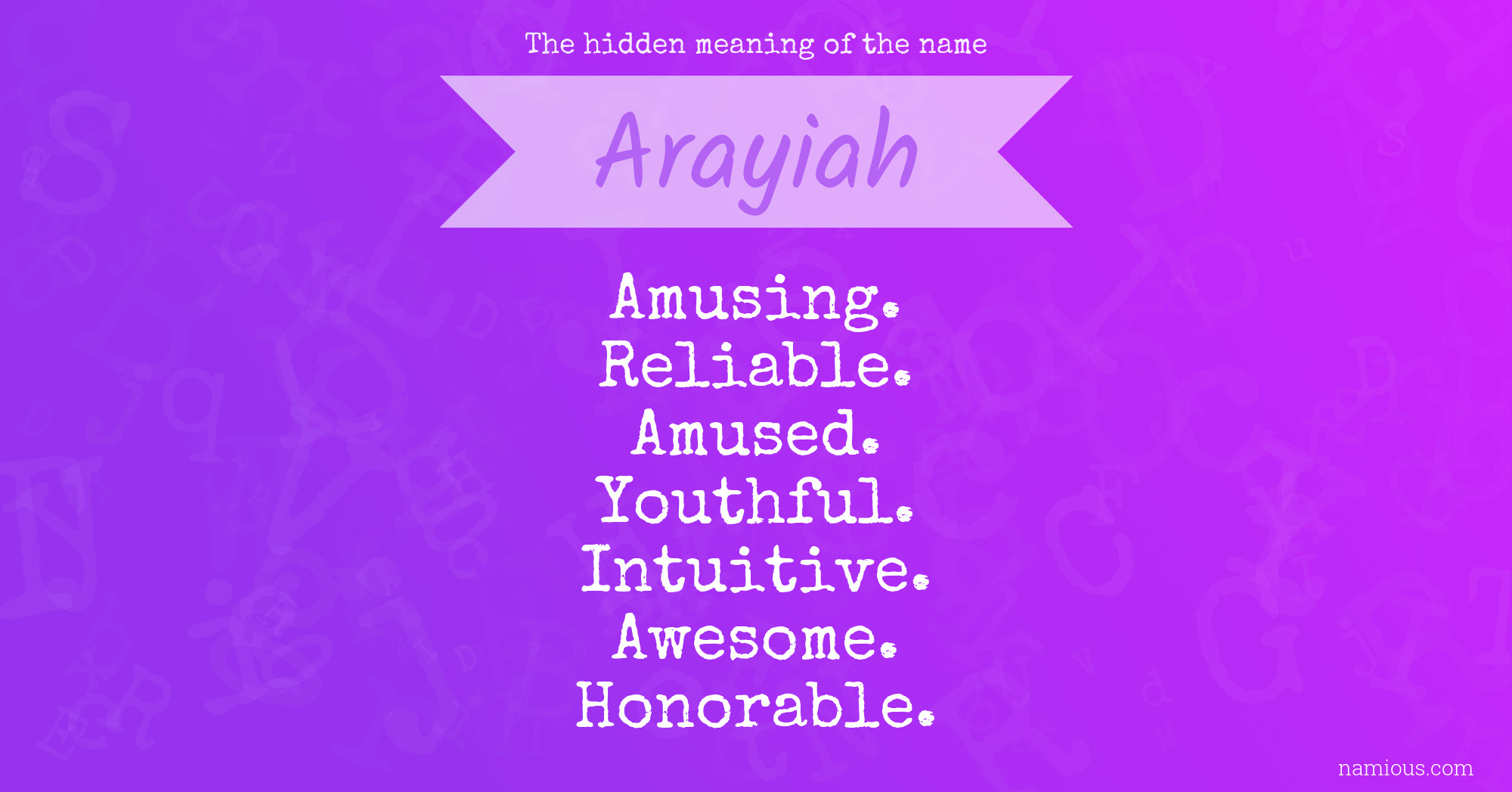 The hidden meaning of the name Arayiah